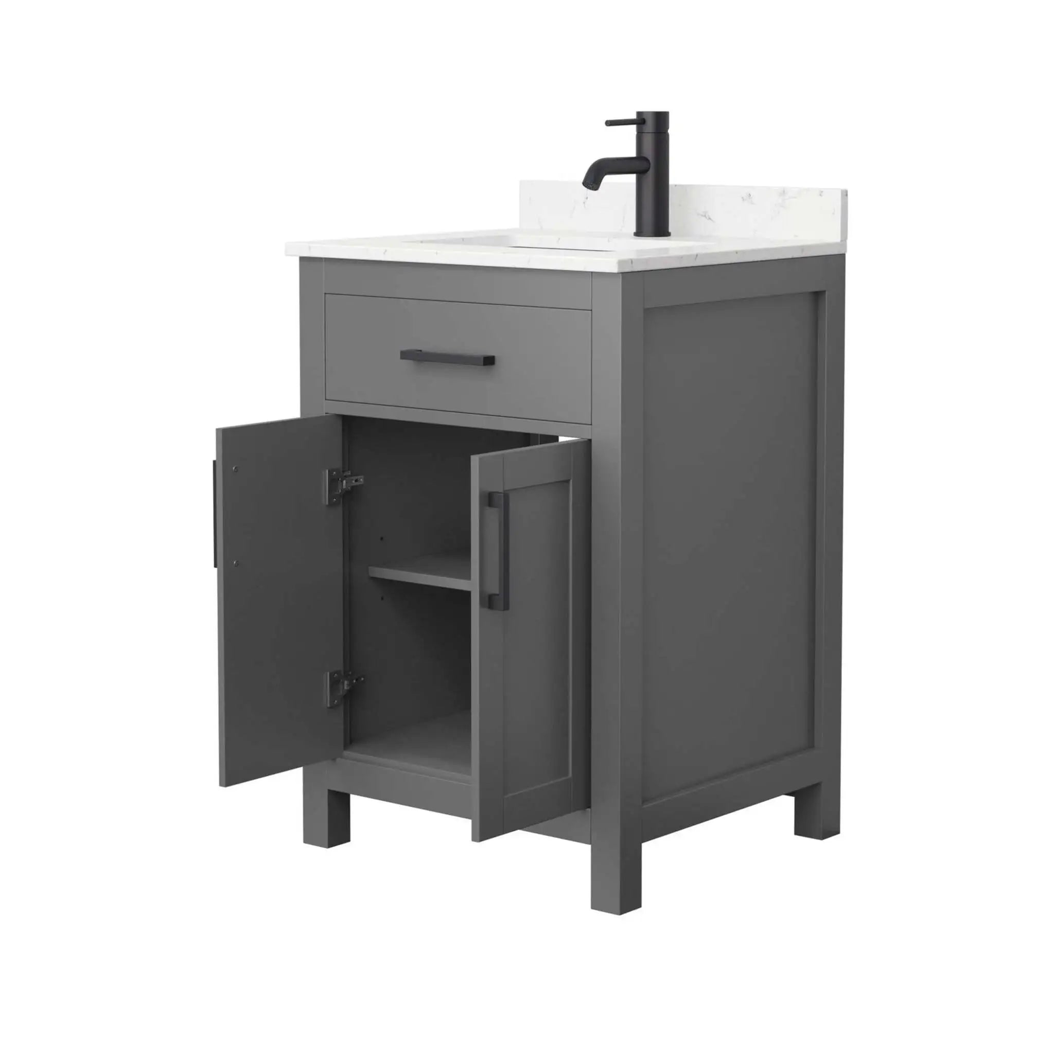 24" Beckett Single Bathroom Vanity in Dark Gray with Matte Black Trim by Wyndham