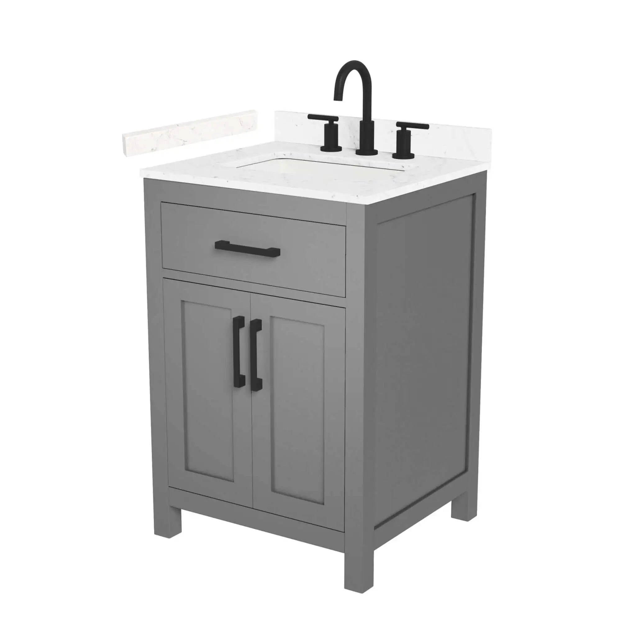 24" Beckett Single Bathroom Vanity in Dark Gray with Matte Black Trim by Wyndham