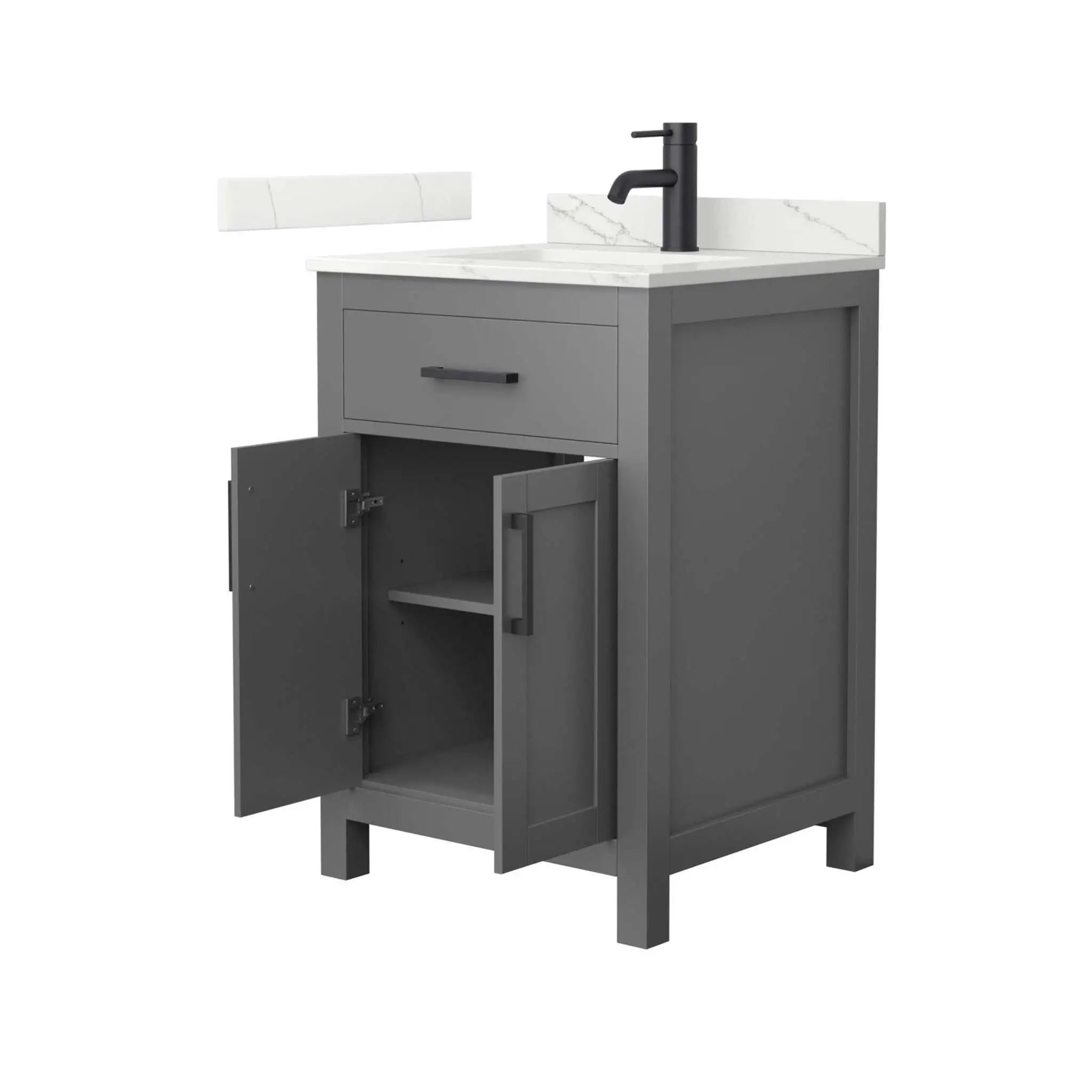 24" Beckett Single Bathroom Vanity in Dark Gray with Matte Black Trim by Wyndham