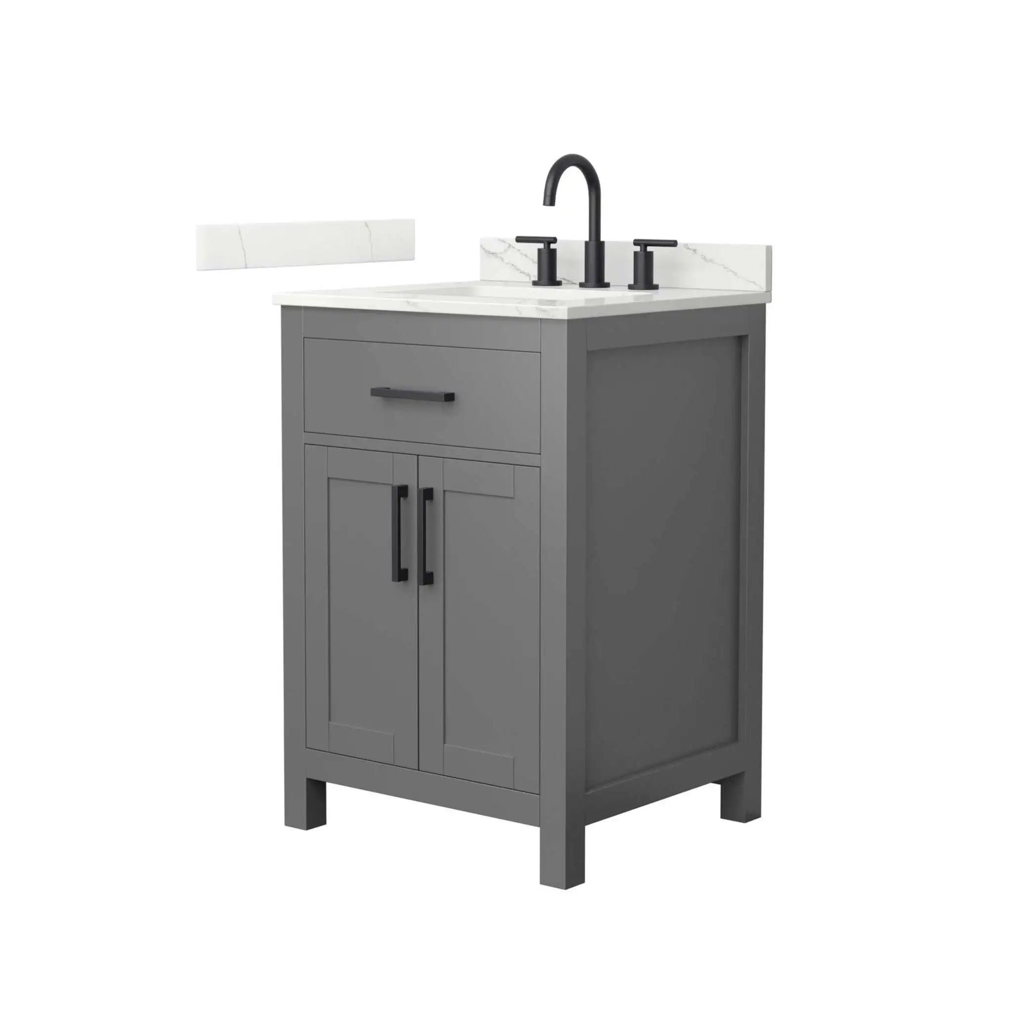 24" Beckett Single Bathroom Vanity in Dark Gray with Matte Black Trim by Wyndham