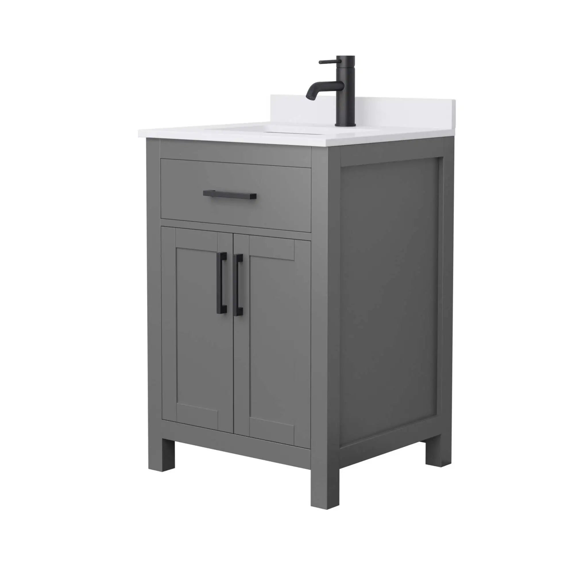 24" Beckett Single Bathroom Vanity in Dark Gray with Matte Black Trim by Wyndham