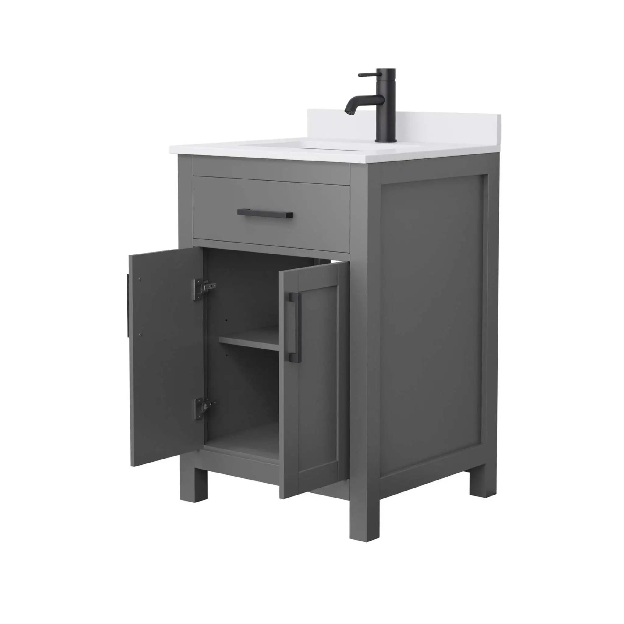 24" Beckett Single Bathroom Vanity in Dark Gray with Matte Black Trim by Wyndham