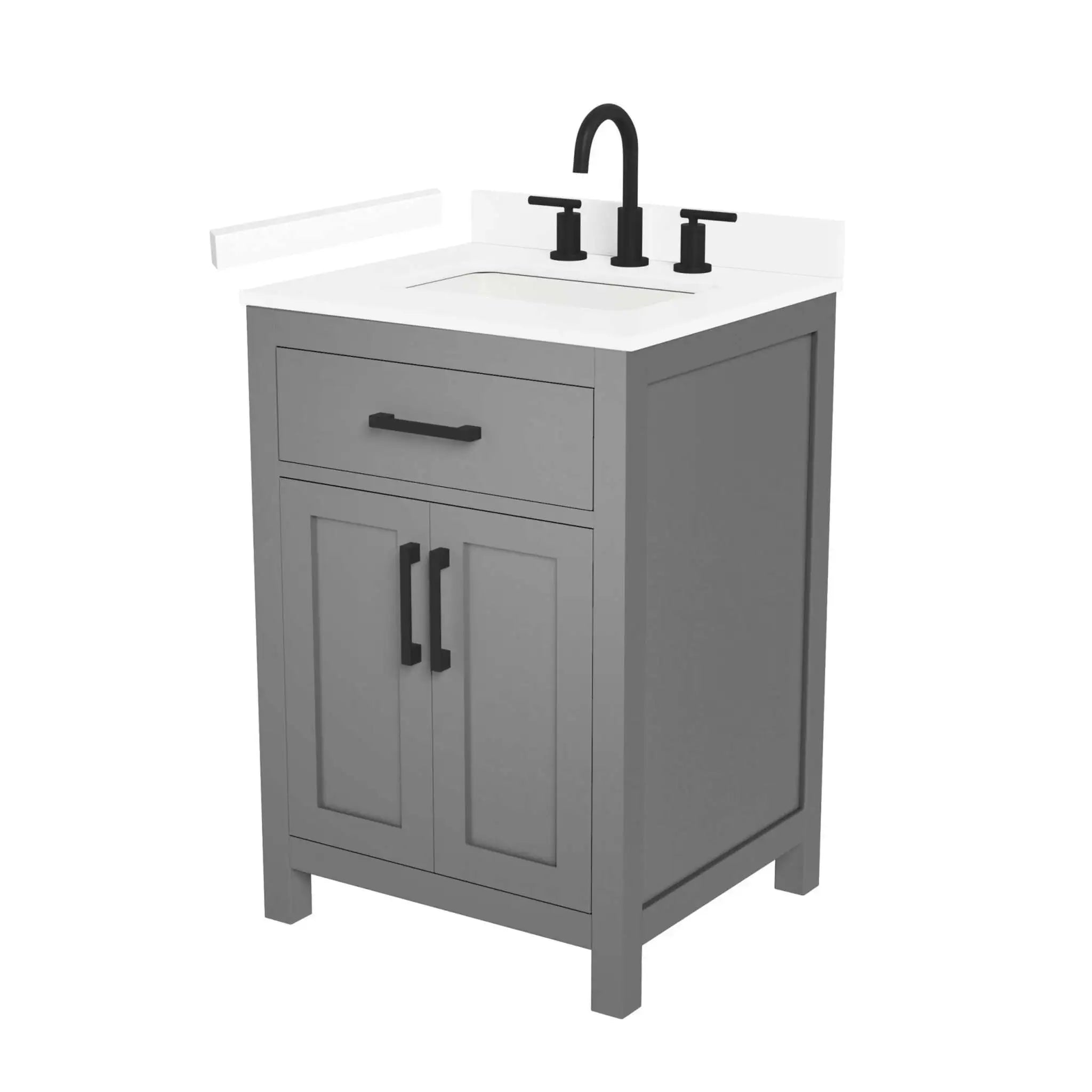 24" Beckett Single Bathroom Vanity in Dark Gray with Matte Black Trim by Wyndham