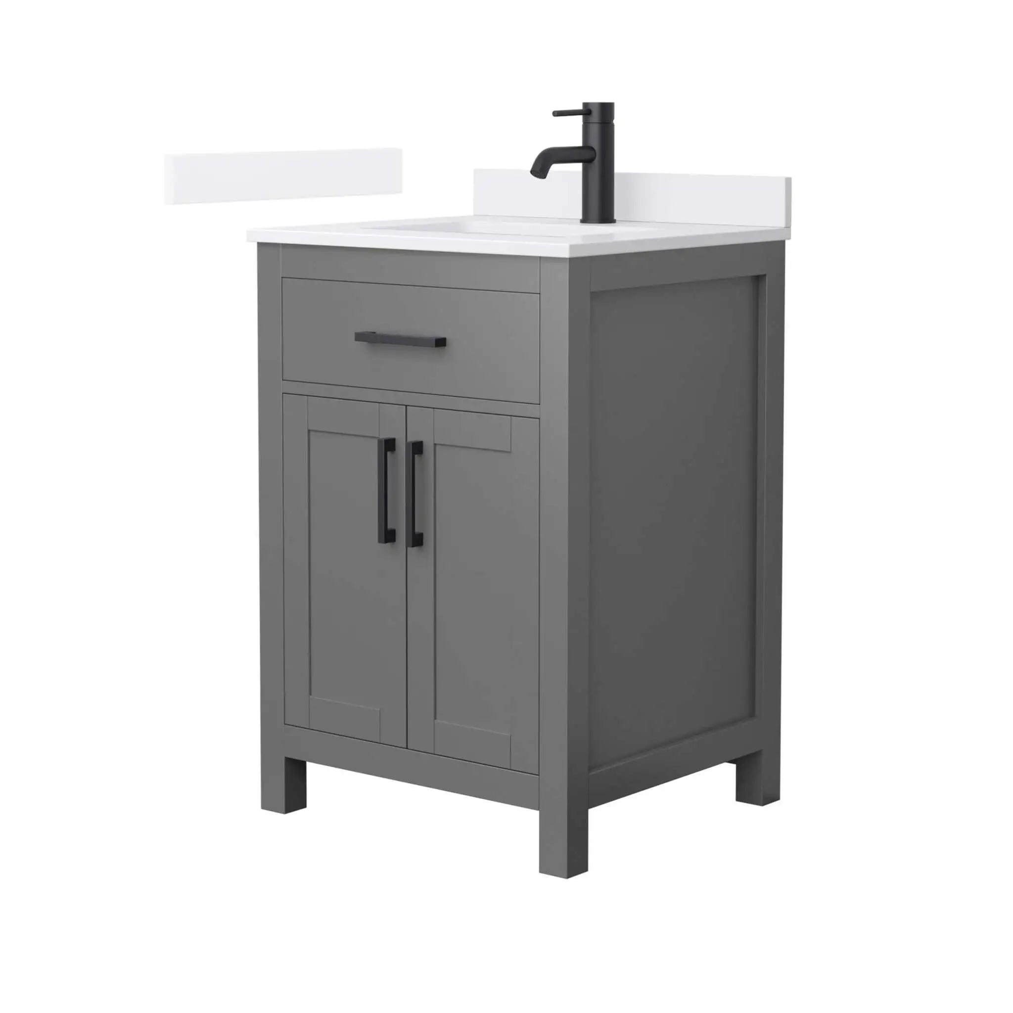 24" Beckett Single Bathroom Vanity in Dark Gray with Matte Black Trim by Wyndham
