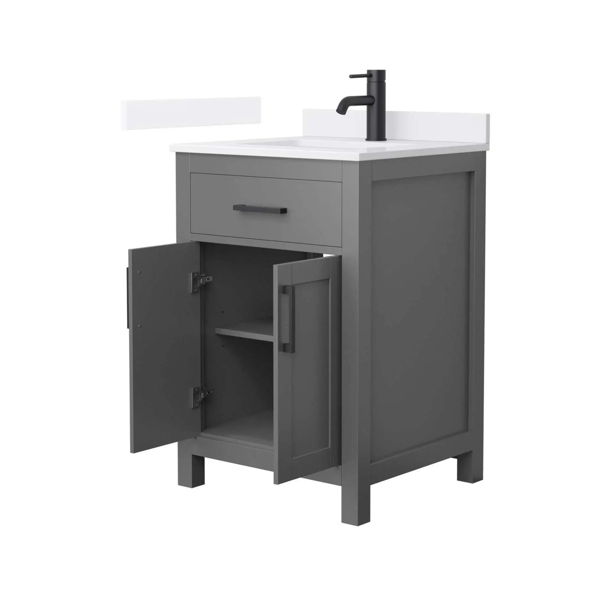 24" Beckett Single Bathroom Vanity in Dark Gray with Matte Black Trim by Wyndham