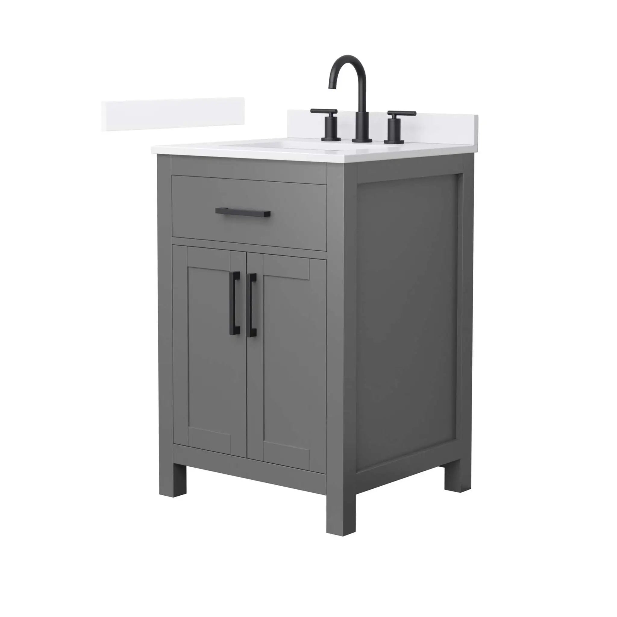 24" Beckett Single Bathroom Vanity in Dark Gray with Matte Black Trim by Wyndham