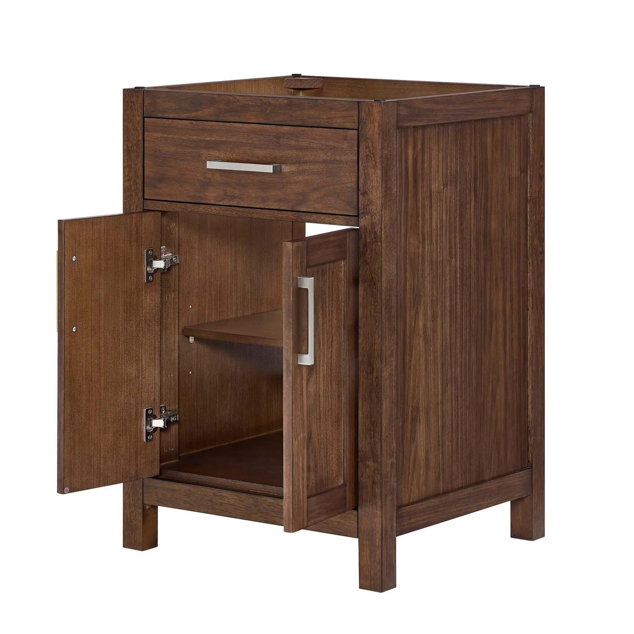 24" Beckett Single Bathroom Vanity in Dark Walnut with Brushed Nickel Trim by Wyndham