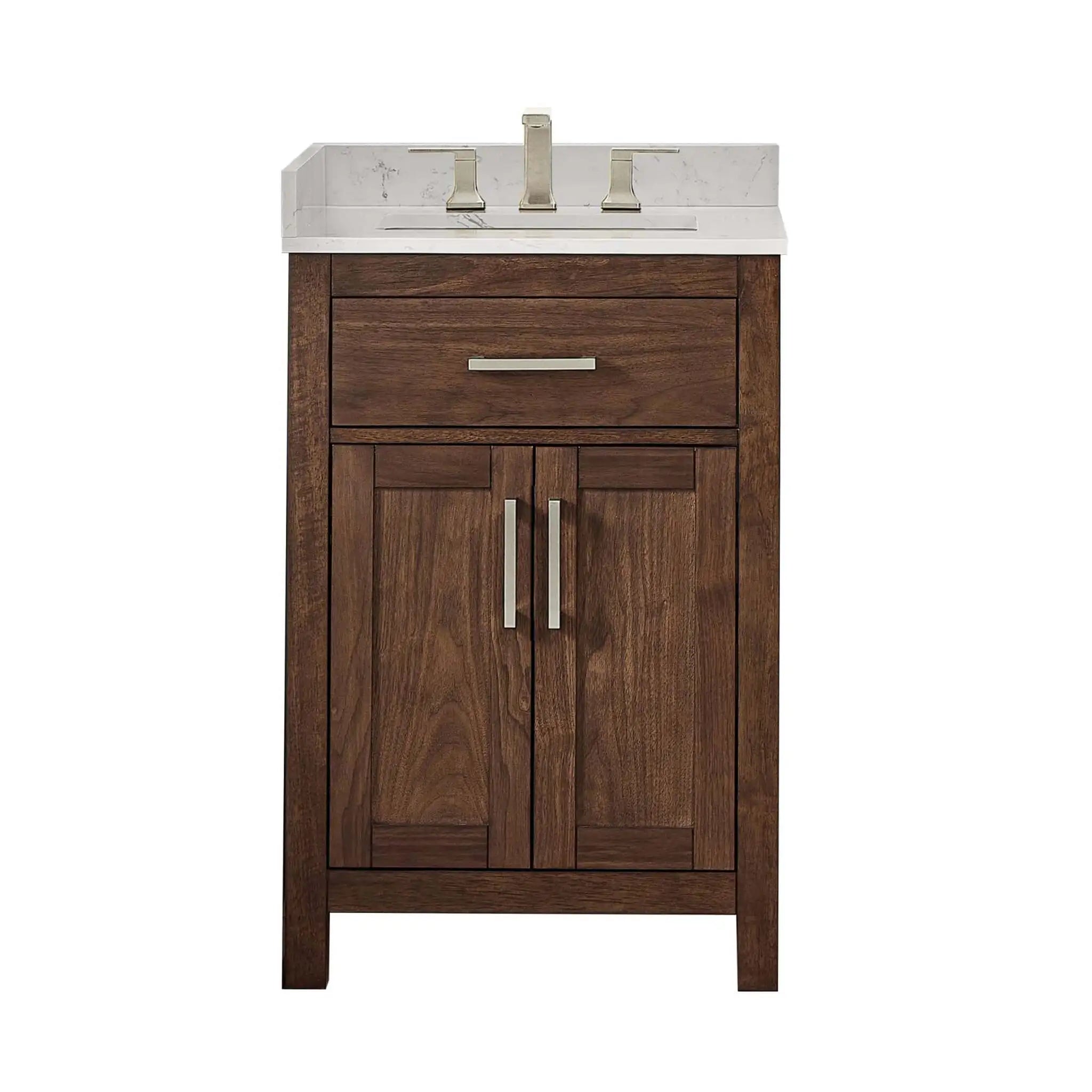 24" Beckett Single Bathroom Vanity in Dark Walnut with Brushed Nickel Trim by Wyndham
