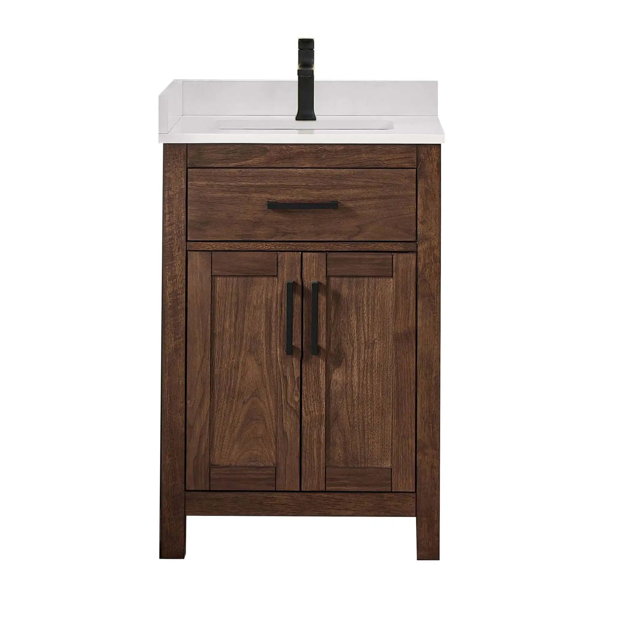 24" Beckett Single Bathroom Vanity in Dark Walnut with Brushed Nickel Trim by Wyndham