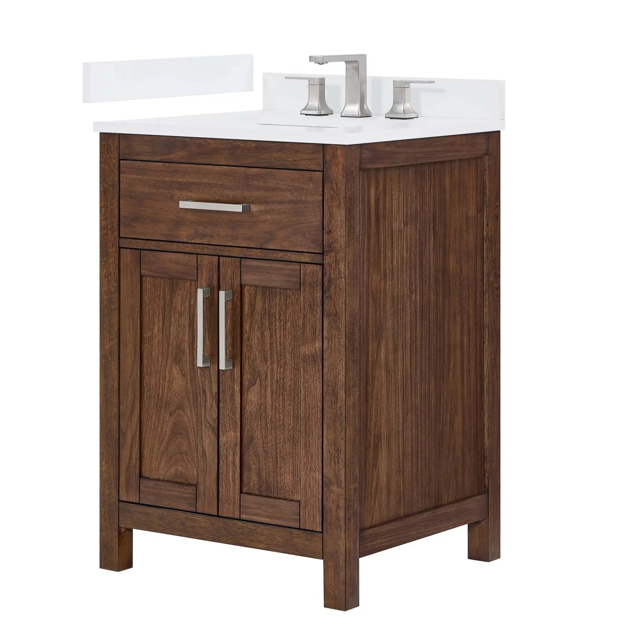 24" Beckett Single Bathroom Vanity in Dark Walnut with Brushed Nickel Trim by Wyndham