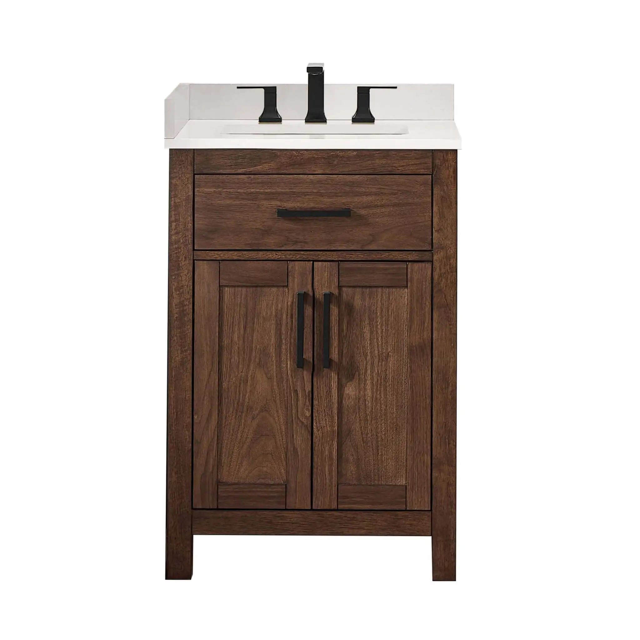 24" Beckett Single Bathroom Vanity in Dark Walnut with Brushed Nickel Trim by Wyndham