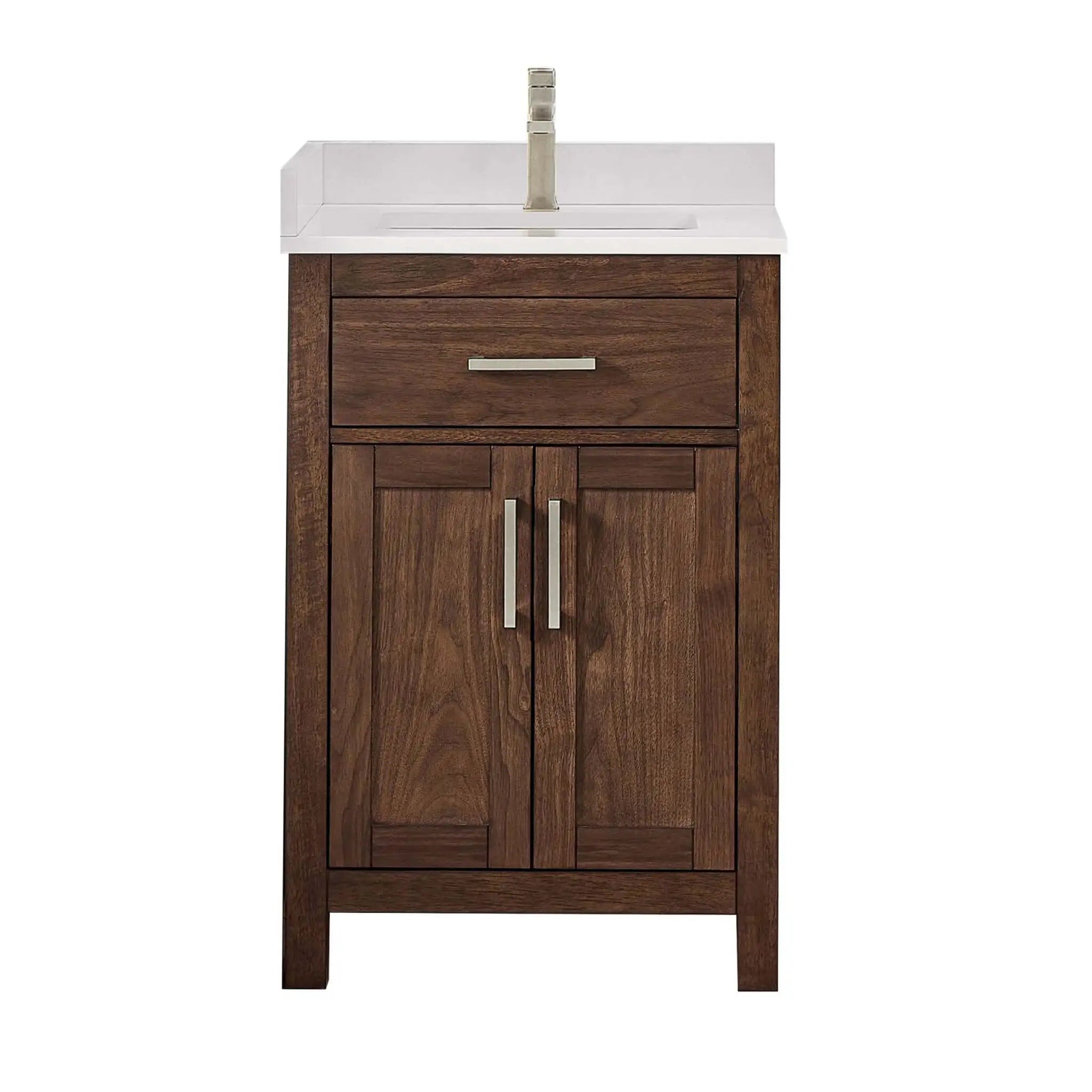24" Beckett Single Bathroom Vanity in Dark Walnut with Matte Black Trim by Wyndham