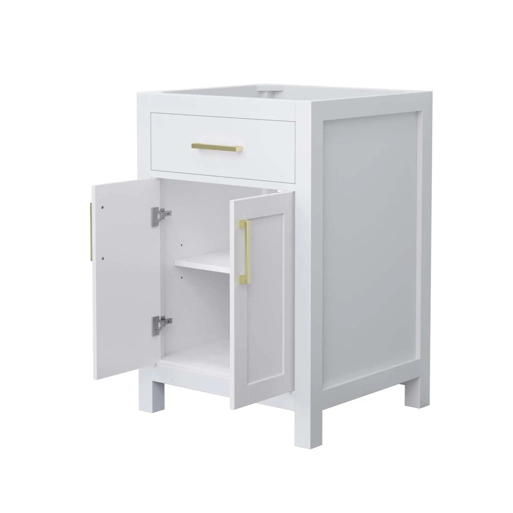 24" Beckett Single Bathroom Vanity in White with Brushed Gold Trim by Wyndham