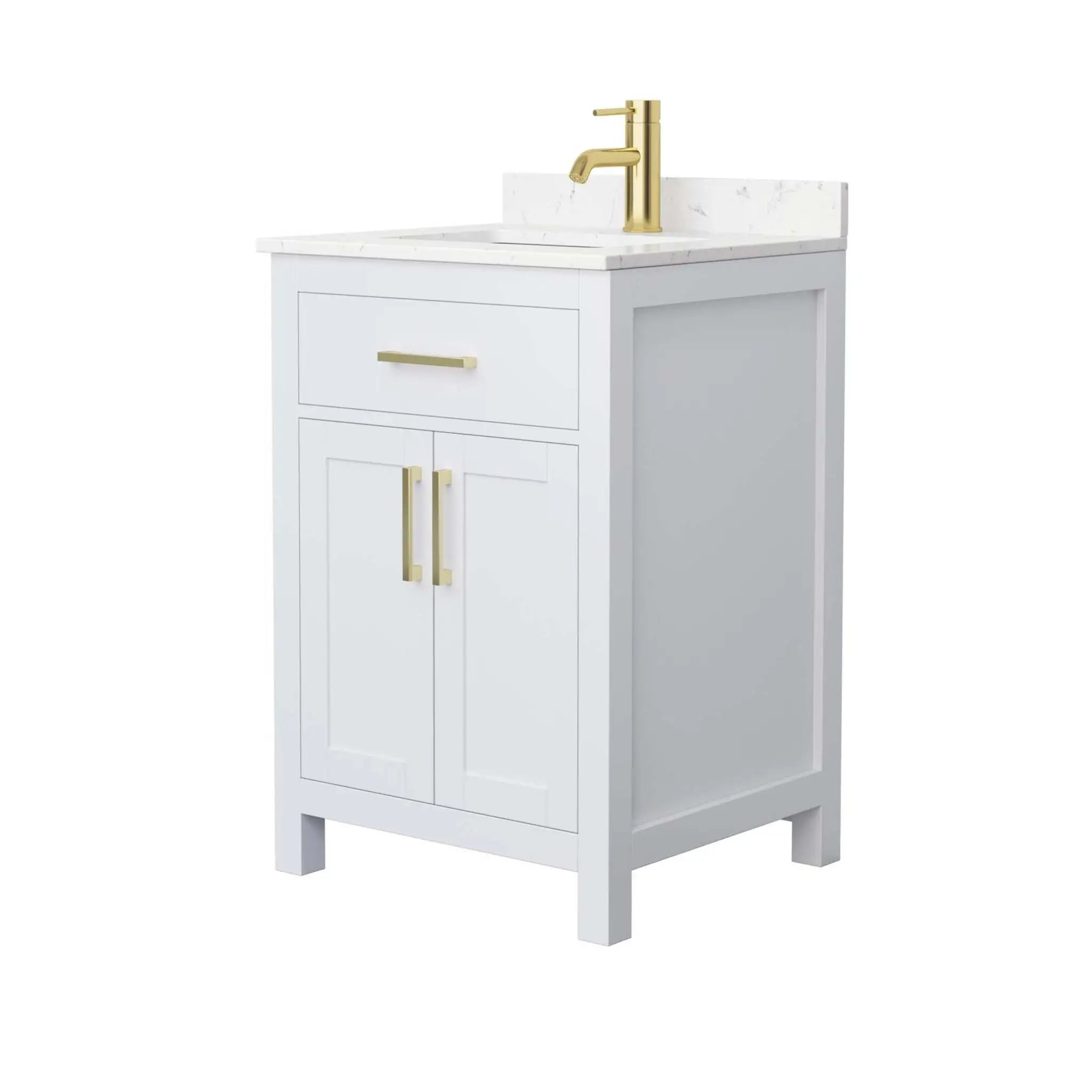 24" Beckett Single Bathroom Vanity in White with Brushed Gold Trim by Wyndham