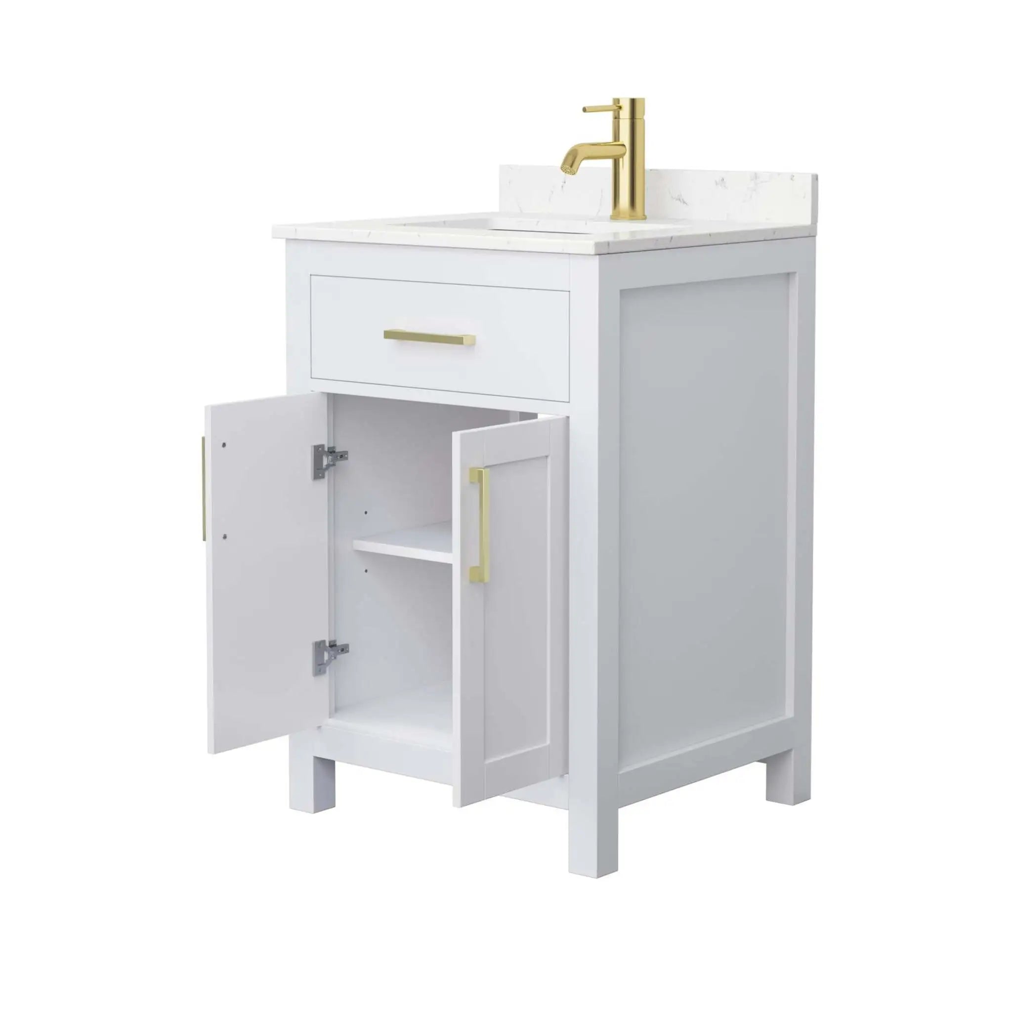 24" Beckett Single Bathroom Vanity in White with Brushed Gold Trim by Wyndham