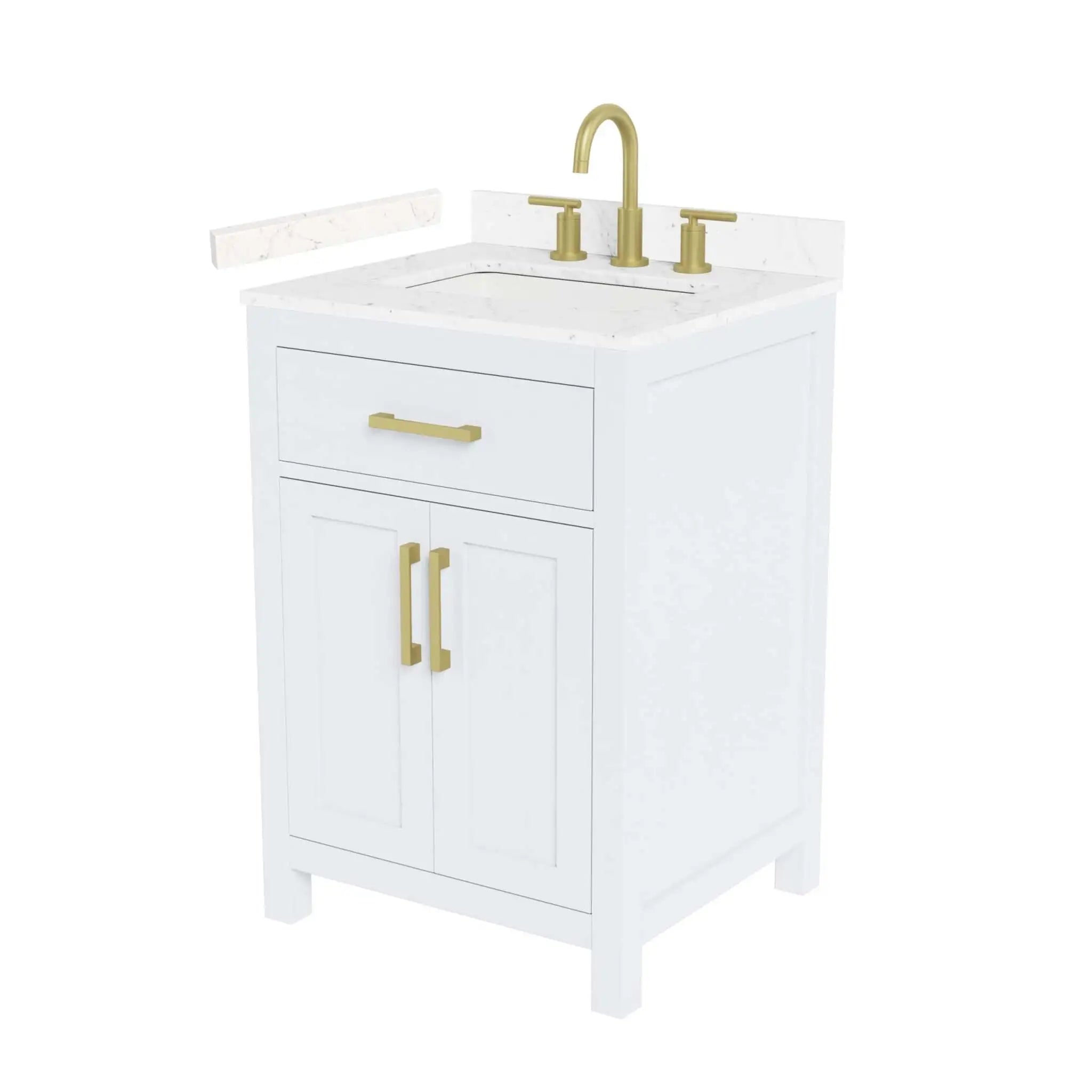 24" Beckett Single Bathroom Vanity in White with Brushed Gold Trim by Wyndham