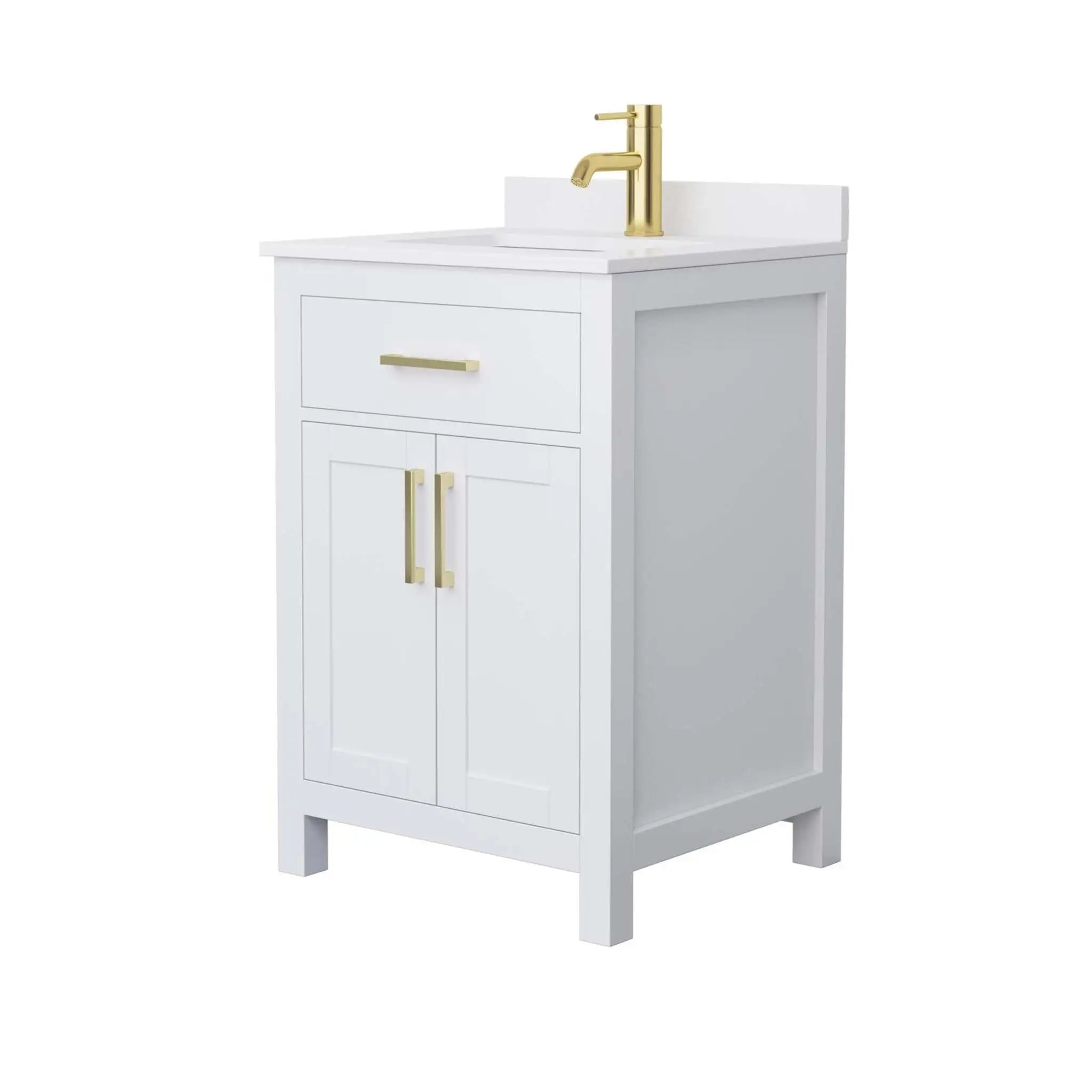24" Beckett Single Bathroom Vanity in White with Brushed Gold Trim by Wyndham