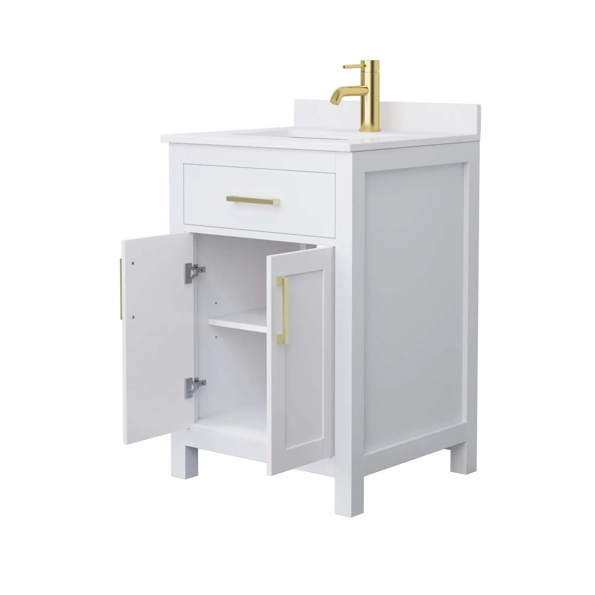24" Beckett Single Bathroom Vanity in White with Brushed Gold Trim by Wyndham