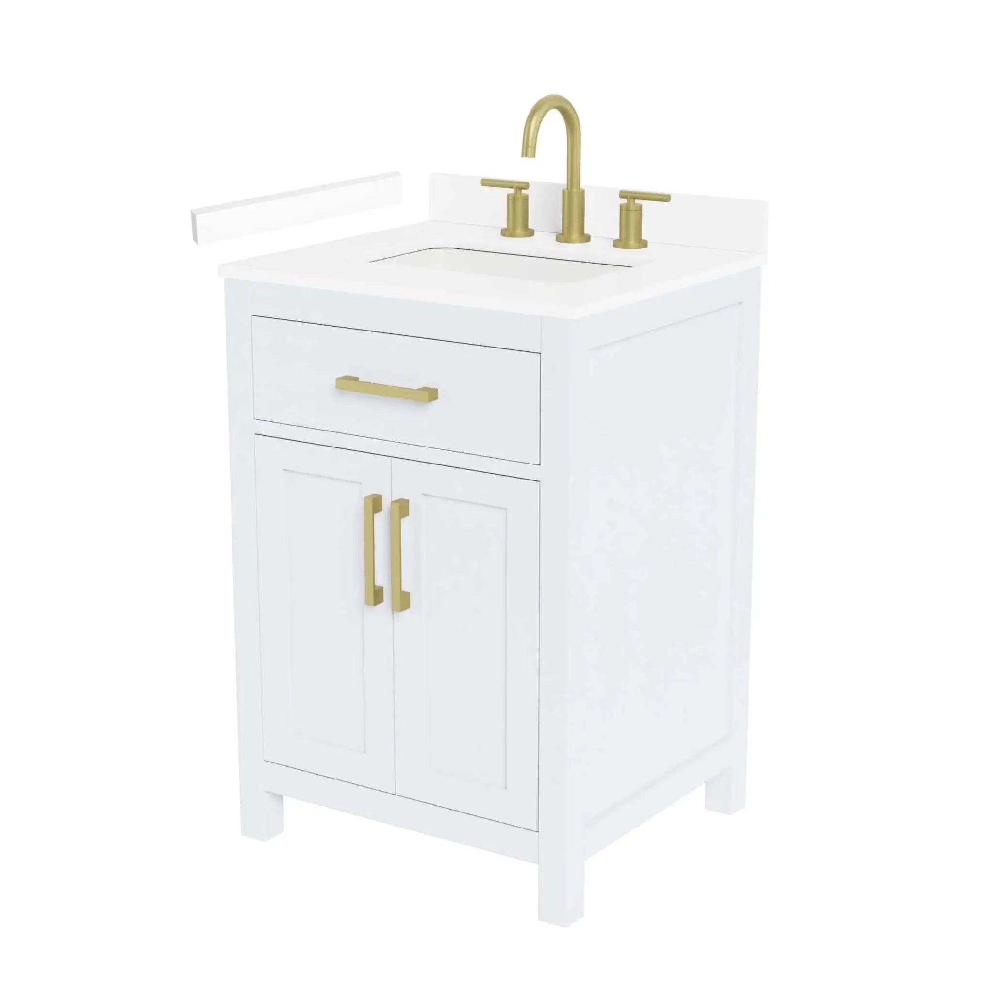 24" Beckett Single Bathroom Vanity in White with Brushed Gold Trim by Wyndham