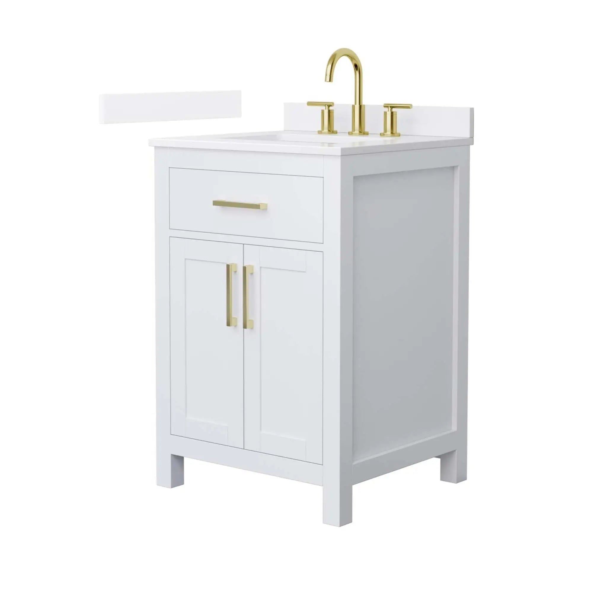 24" Beckett Single Bathroom Vanity in White with Brushed Gold Trim by Wyndham
