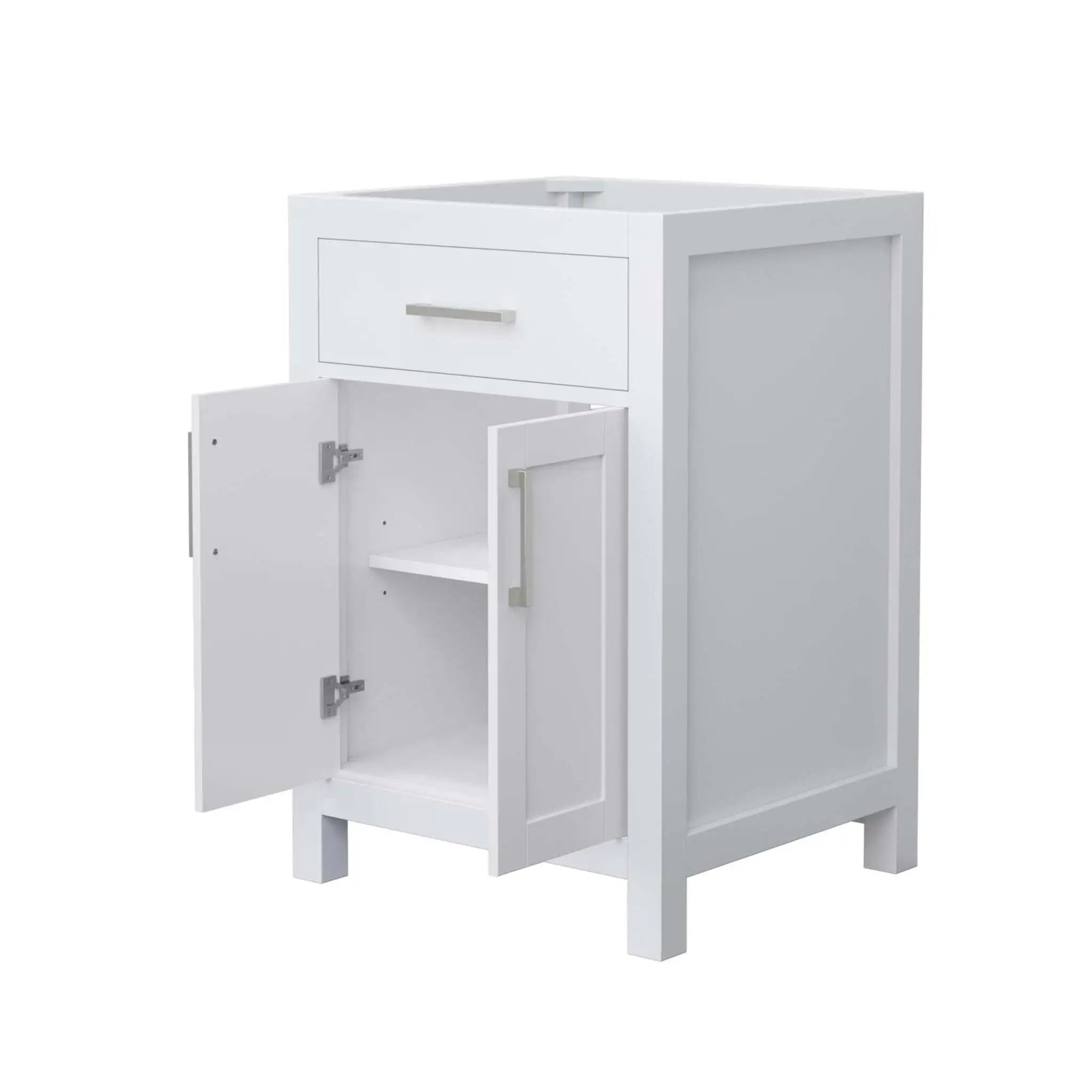 24" Beckett Single Bathroom Vanity in White with Brushed Nickel Trim by Wyndham