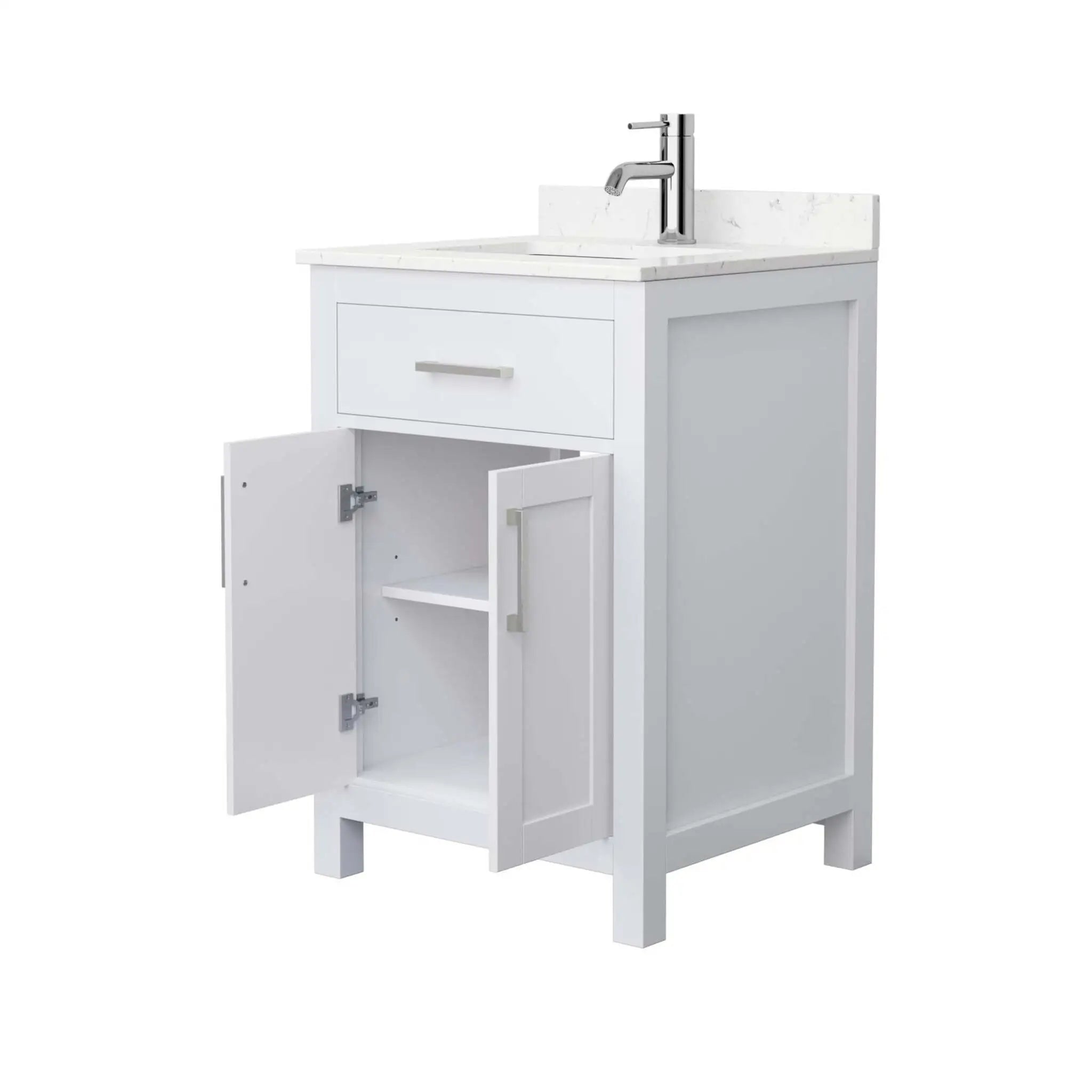 24" Beckett Single Bathroom Vanity in White with Brushed Nickel Trim by Wyndham