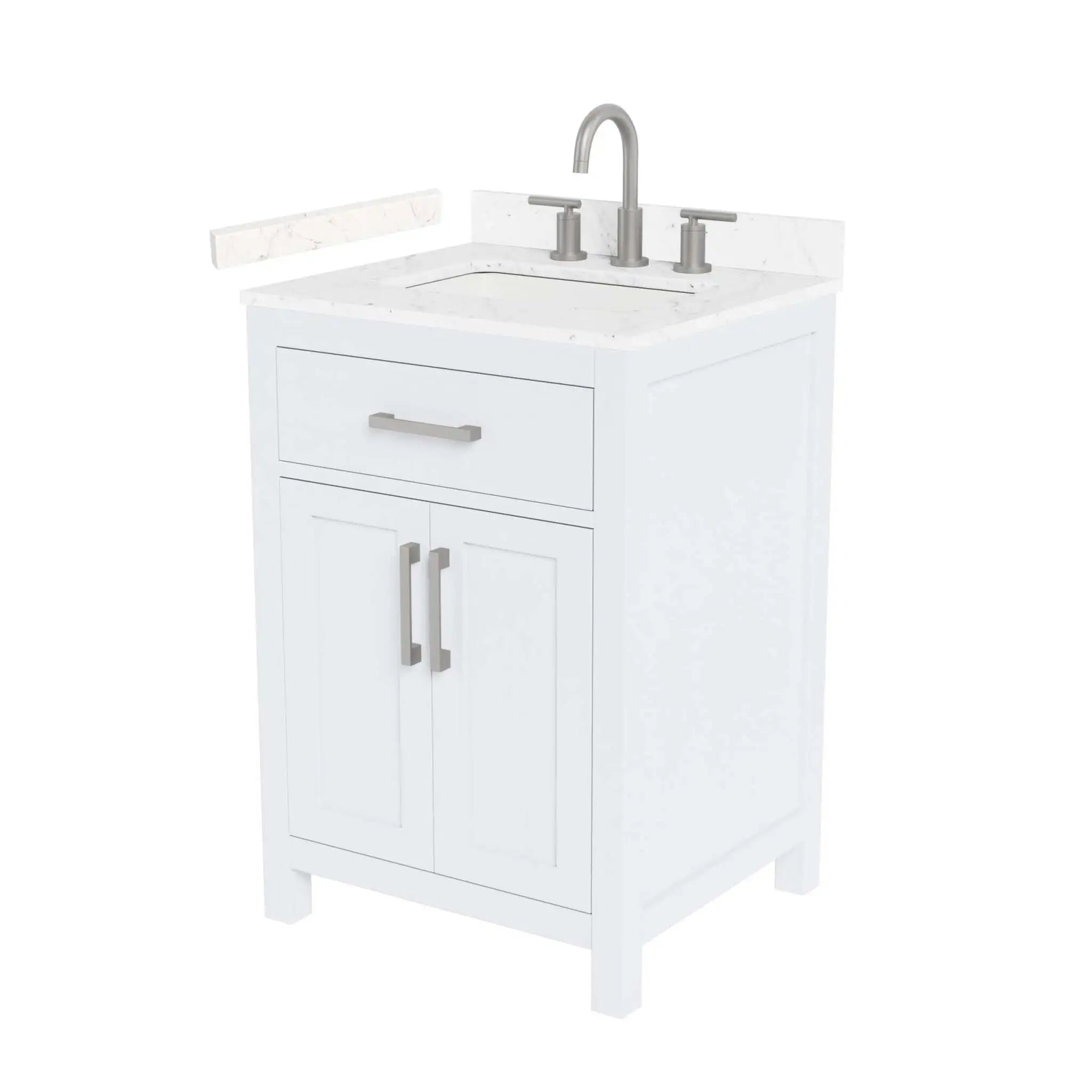 24" Beckett Single Bathroom Vanity in White with Brushed Nickel Trim by Wyndham