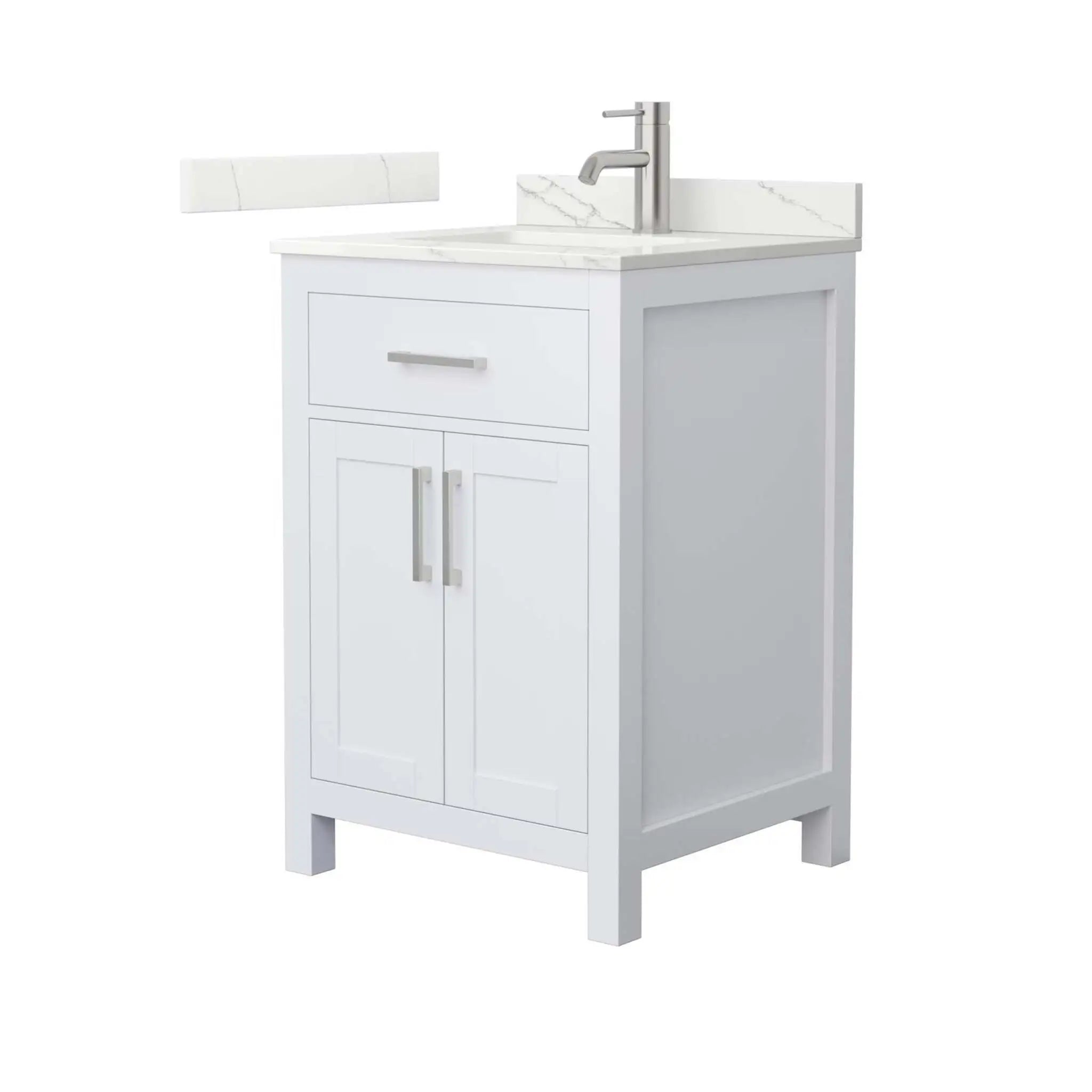 24" Beckett Single Bathroom Vanity in White with Brushed Nickel Trim by Wyndham