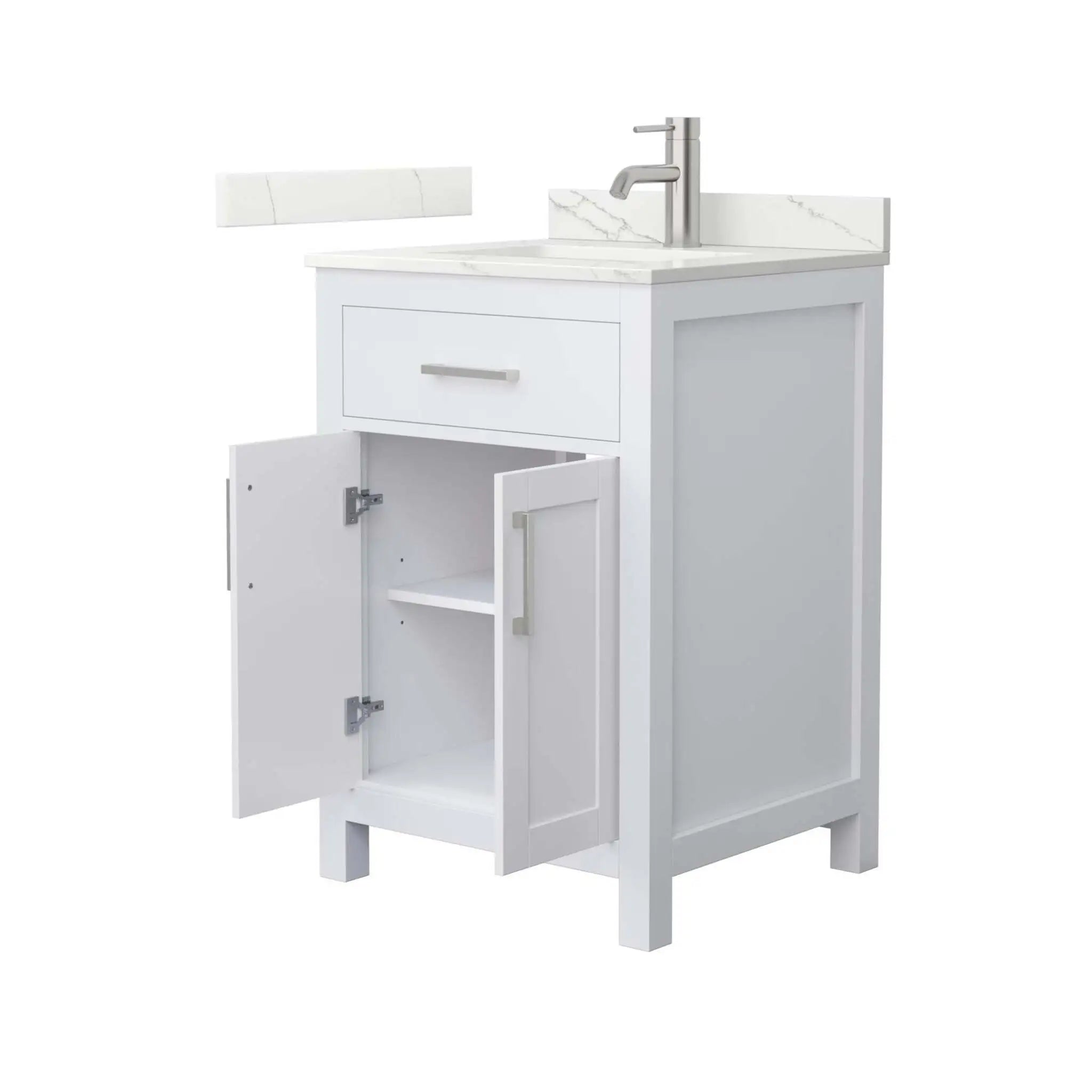 24" Beckett Single Bathroom Vanity in White with Brushed Nickel Trim by Wyndham