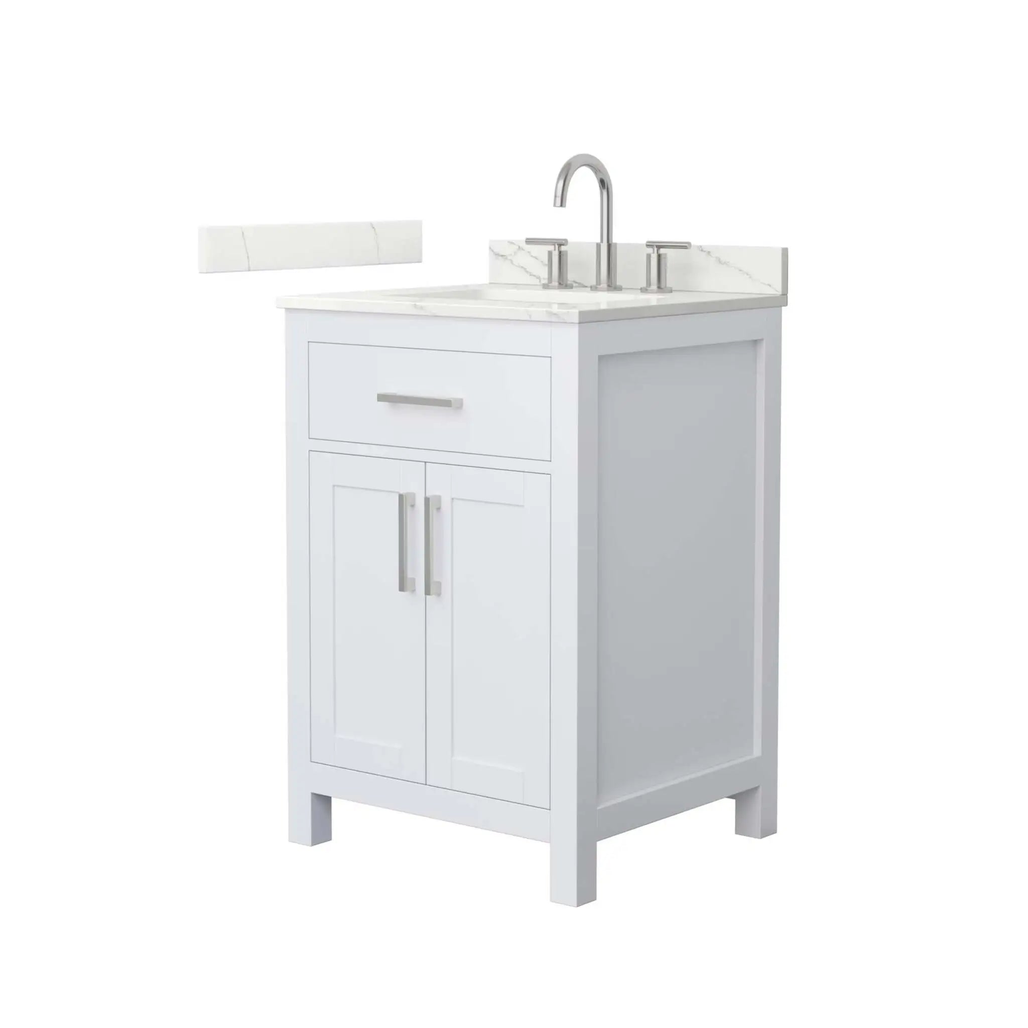 24" Beckett Single Bathroom Vanity in White with Brushed Nickel Trim by Wyndham