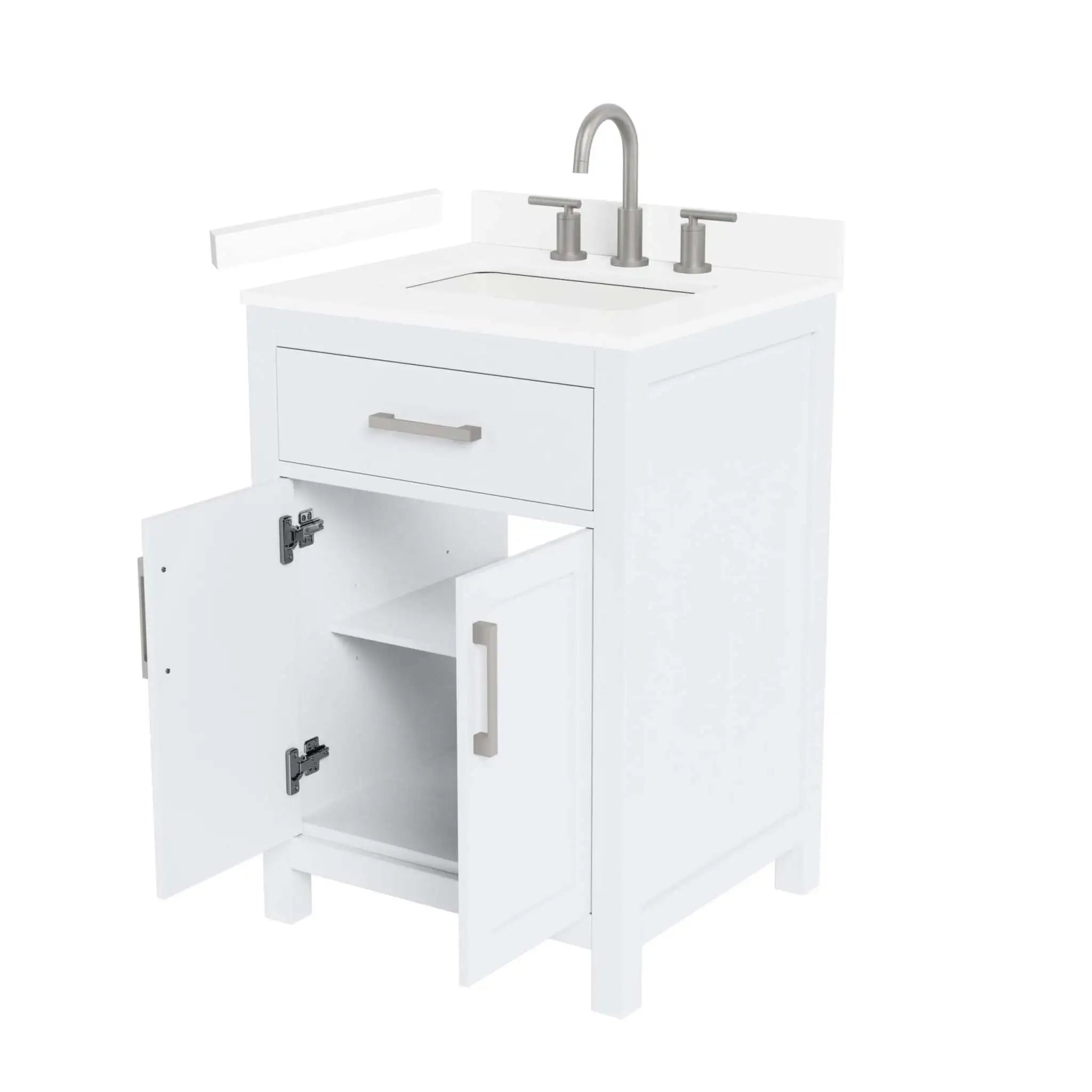 24" Beckett Single Bathroom Vanity in White with Brushed Nickel Trim by Wyndham