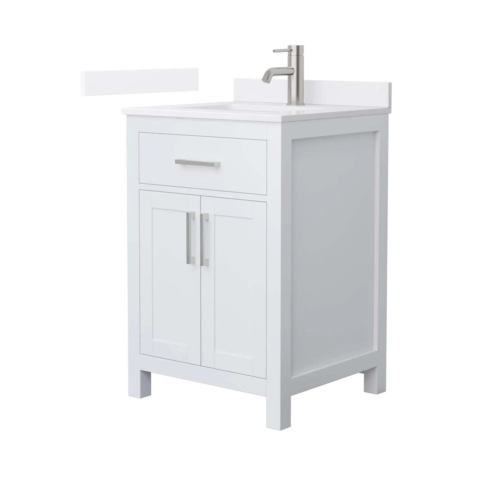 24" Beckett Single Bathroom Vanity in White with Brushed Nickel Trim by Wyndham