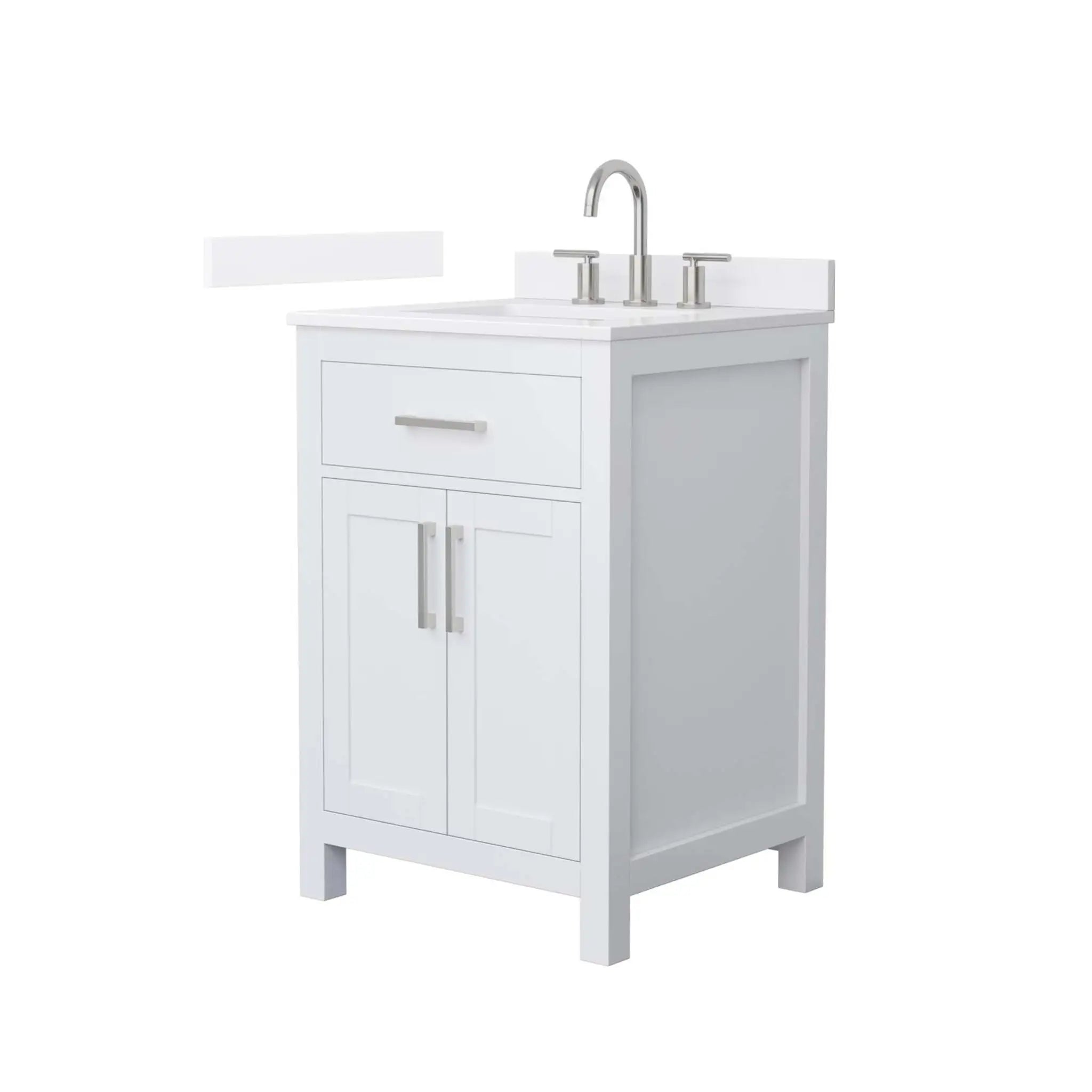 24" Beckett Single Bathroom Vanity in White with Brushed Nickel Trim by Wyndham