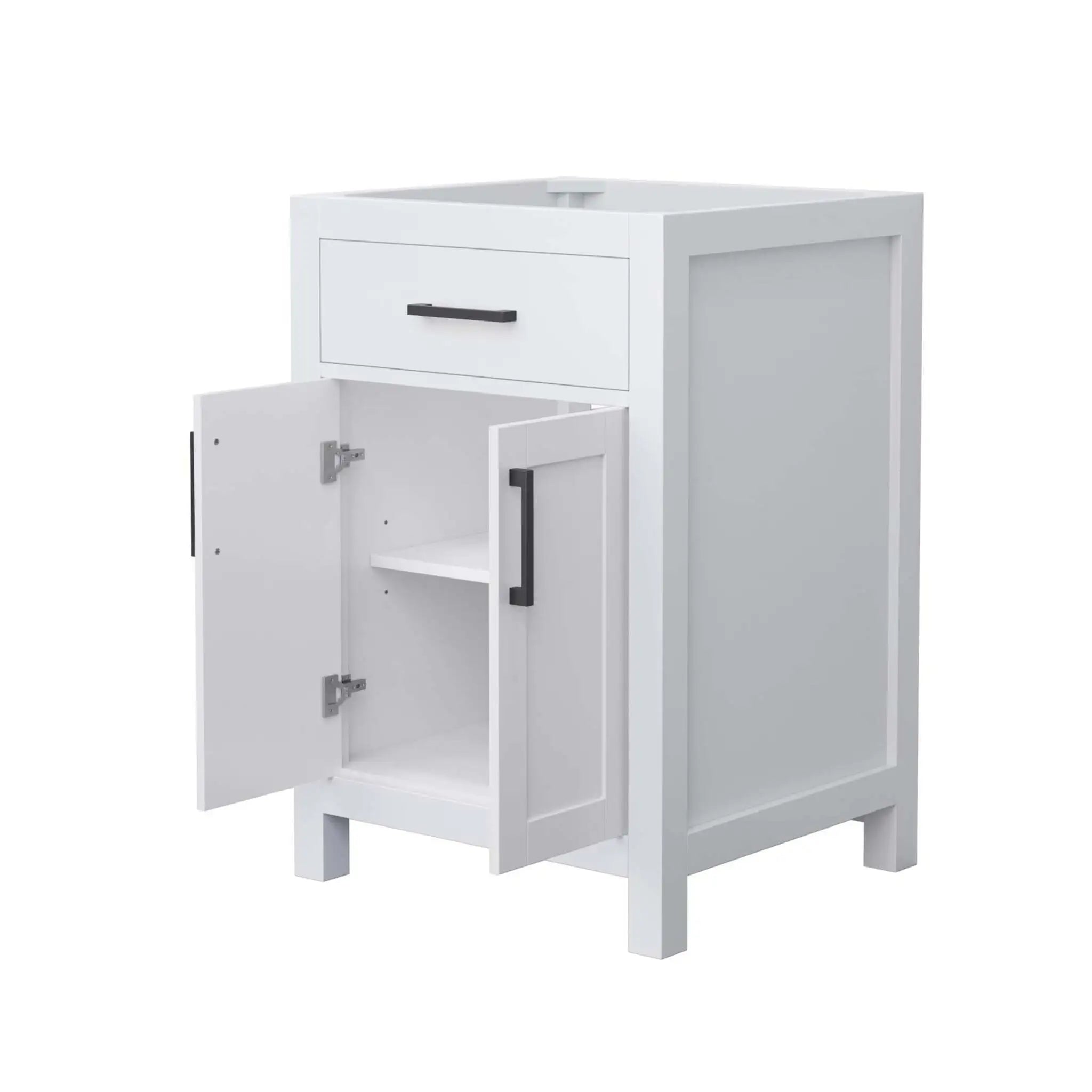 24" Beckett Single Bathroom Vanity in White with Matte Black Trim by Wyndham