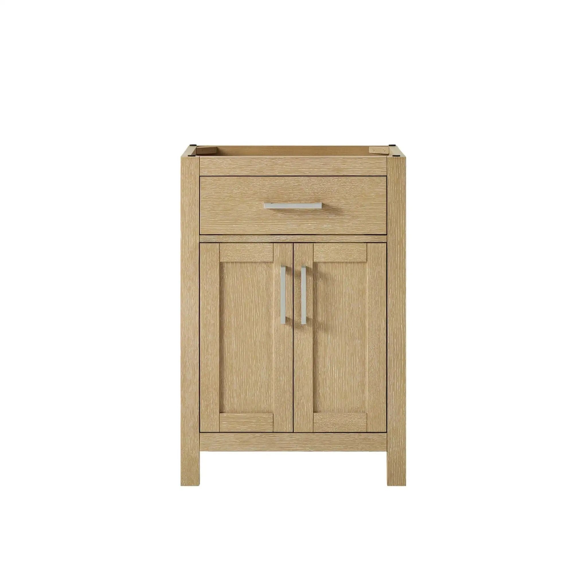 24" Beckett Single Bathroom Vanity in Whitewashed Oak with Brushed Nickel Trim by Wyndham
