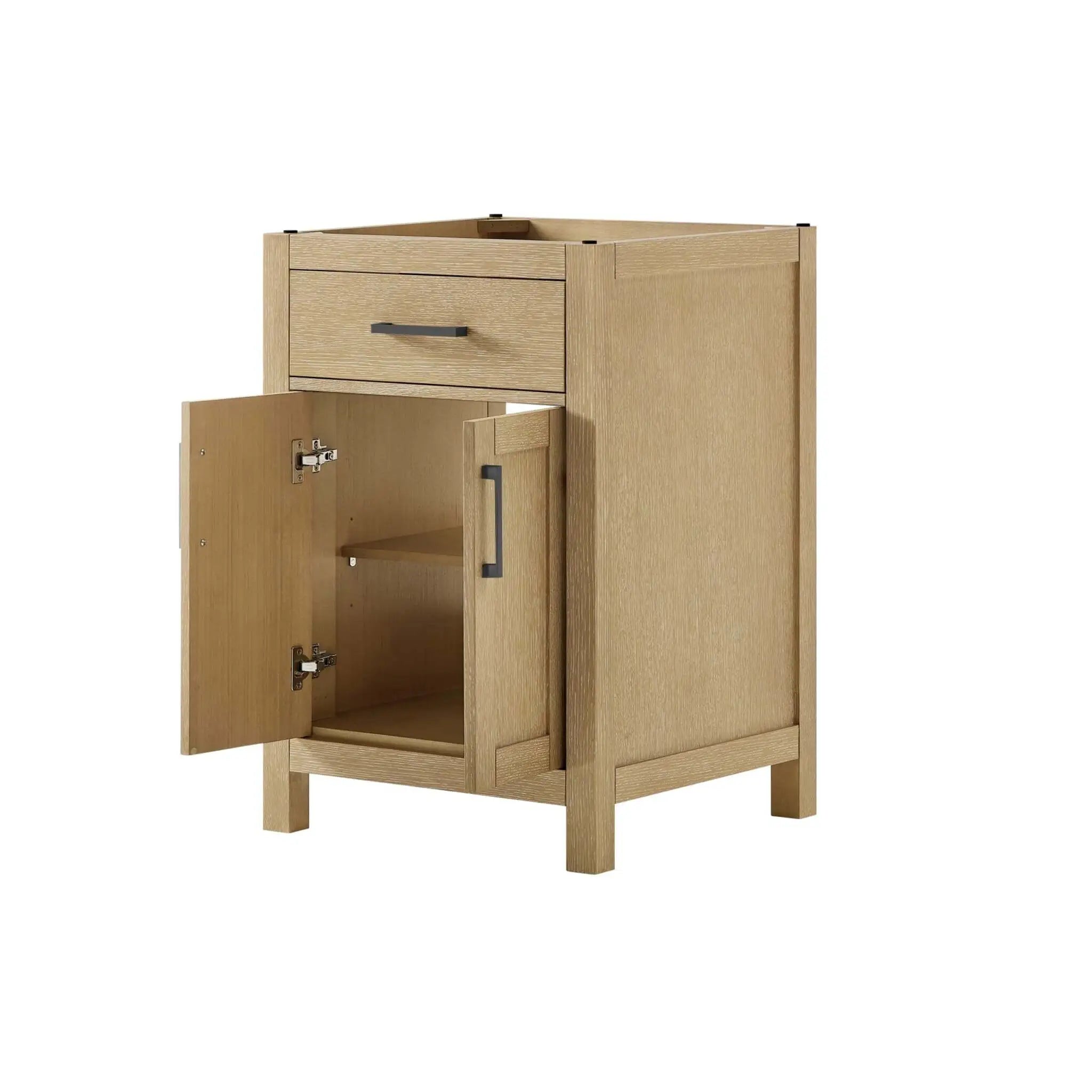 24" Beckett Single Bathroom Vanity in Whitewashed Oak with Matte Black Trim by Wyndham