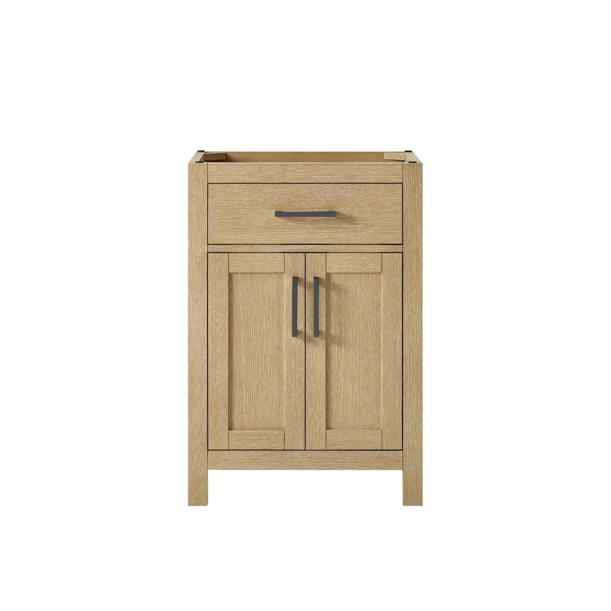 24" Beckett Single Bathroom Vanity in Whitewashed Oak with Matte Black Trim by Wyndham