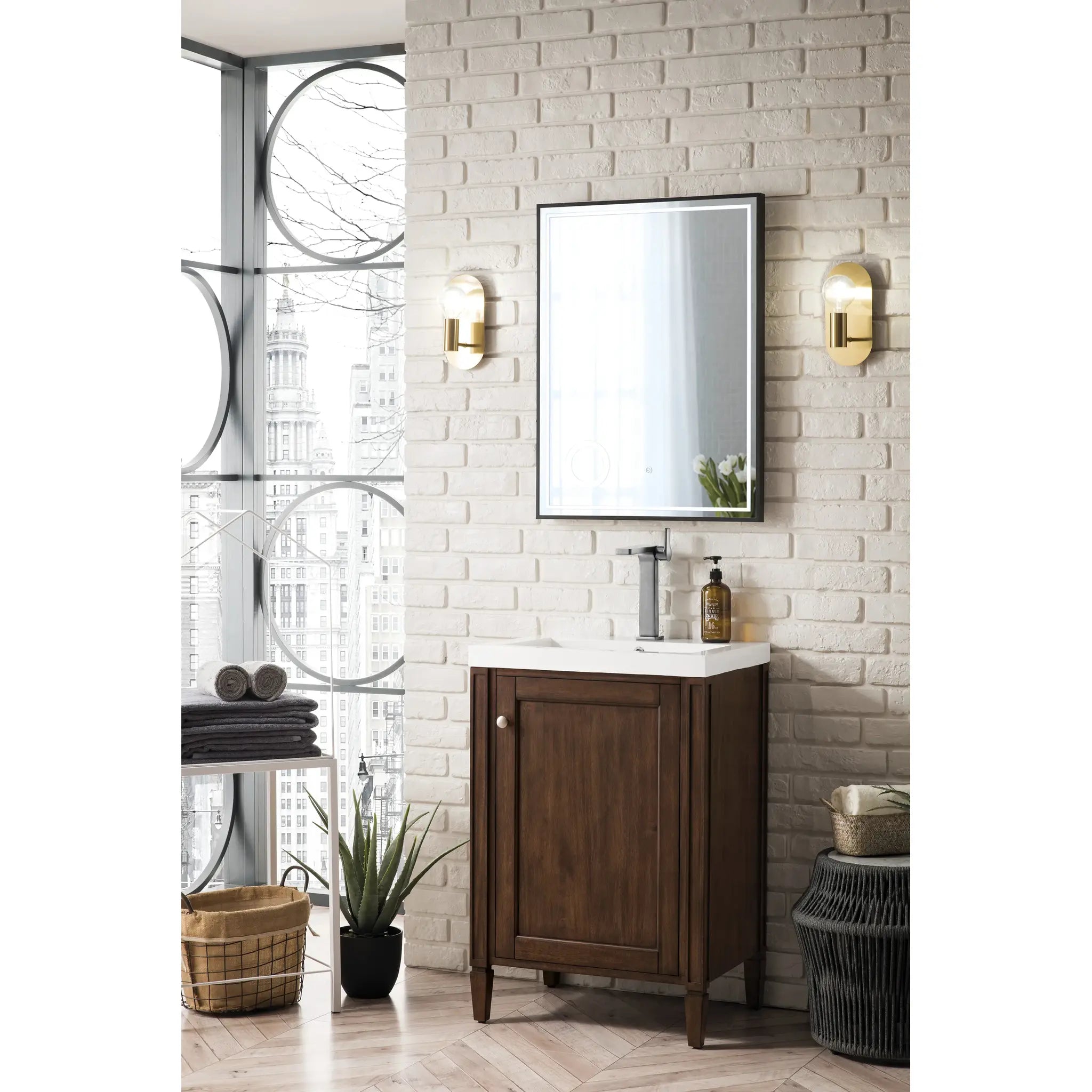24" Britannia Single Vanity in Mid-Century Acacia-White Glossy image 3