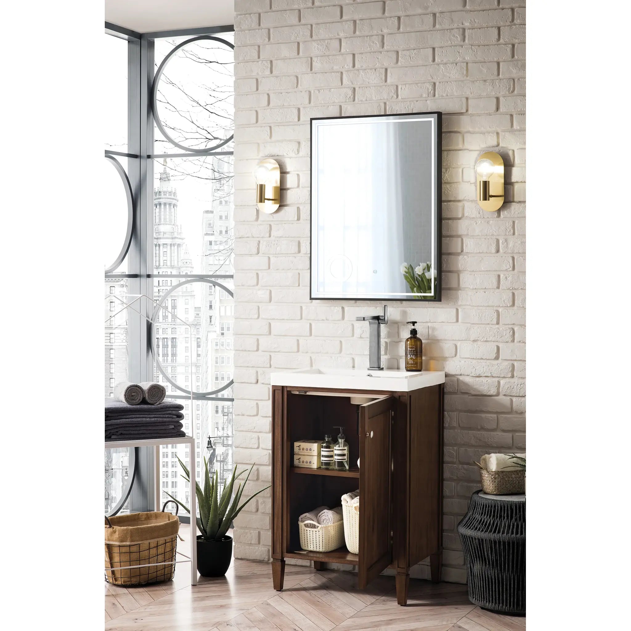 24" Britannia Single Vanity in Mid-Century Acacia-White Glossy image 4