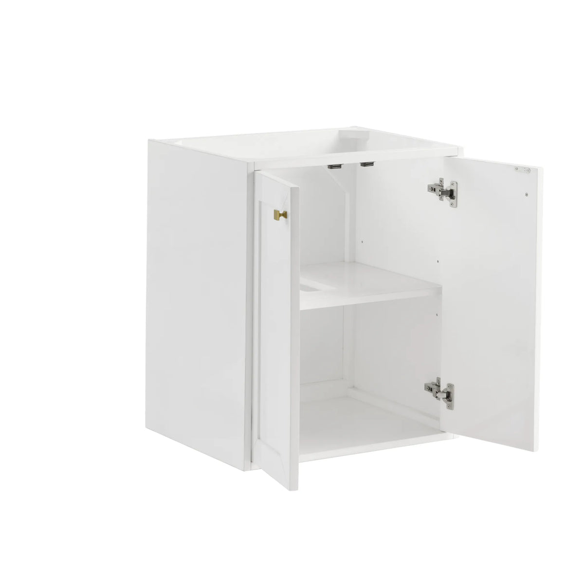 24" Chianti Single Cabinet in Glossy White in Champagne Brass-Cabinet Only image 4