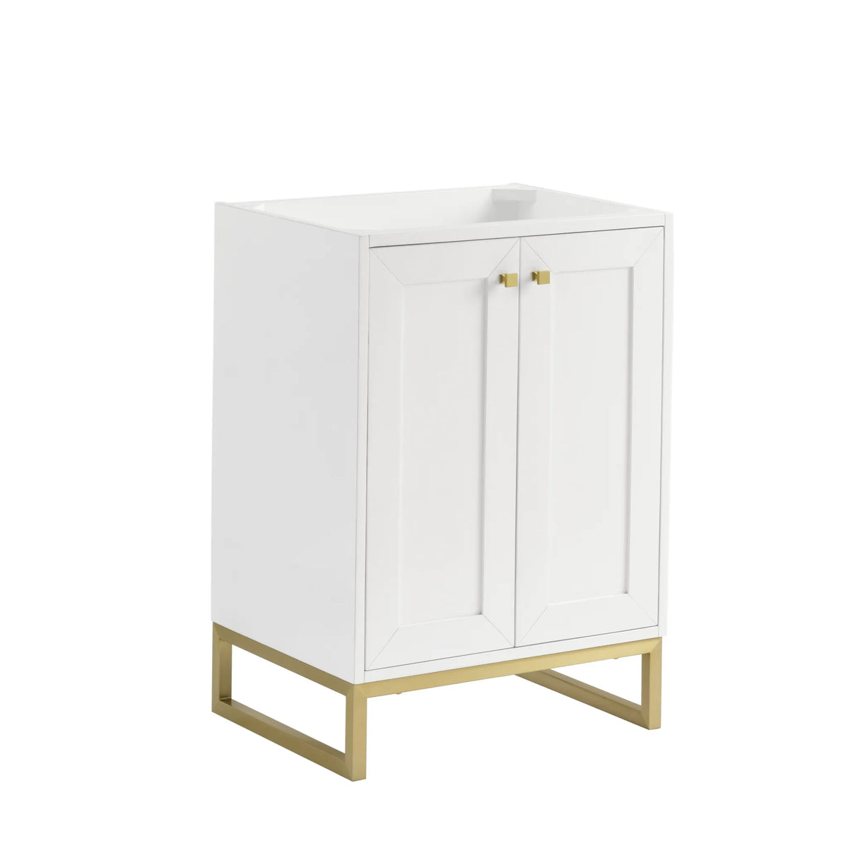 24" Chianti Single Cabinet in Glossy White in Champagne Brass-Cabinet Only image