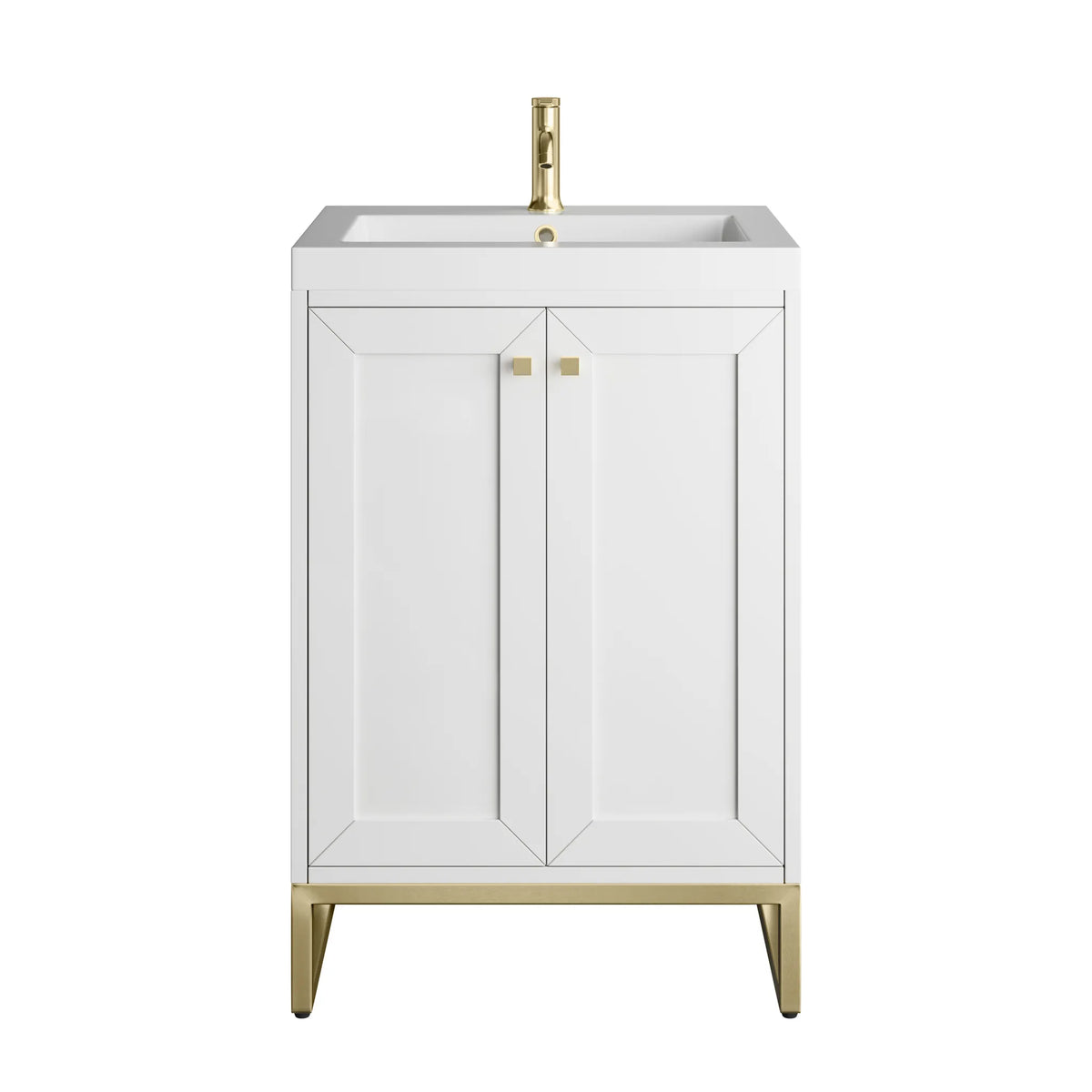 24" Chianti Single Cabinet in Glossy White in Champagne Brass-White Glossy image 1