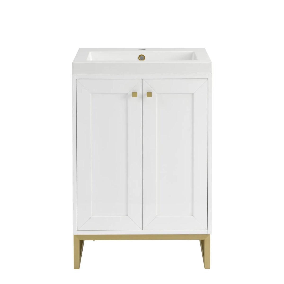 24" Chianti Single Cabinet in Glossy White in Champagne Brass-White Glossy image