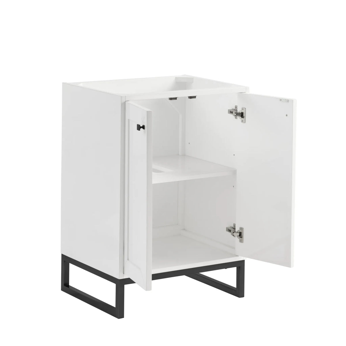 24" Chianti Single Cabinet in Glossy White in Matte Black-Cabinet Only image 3
