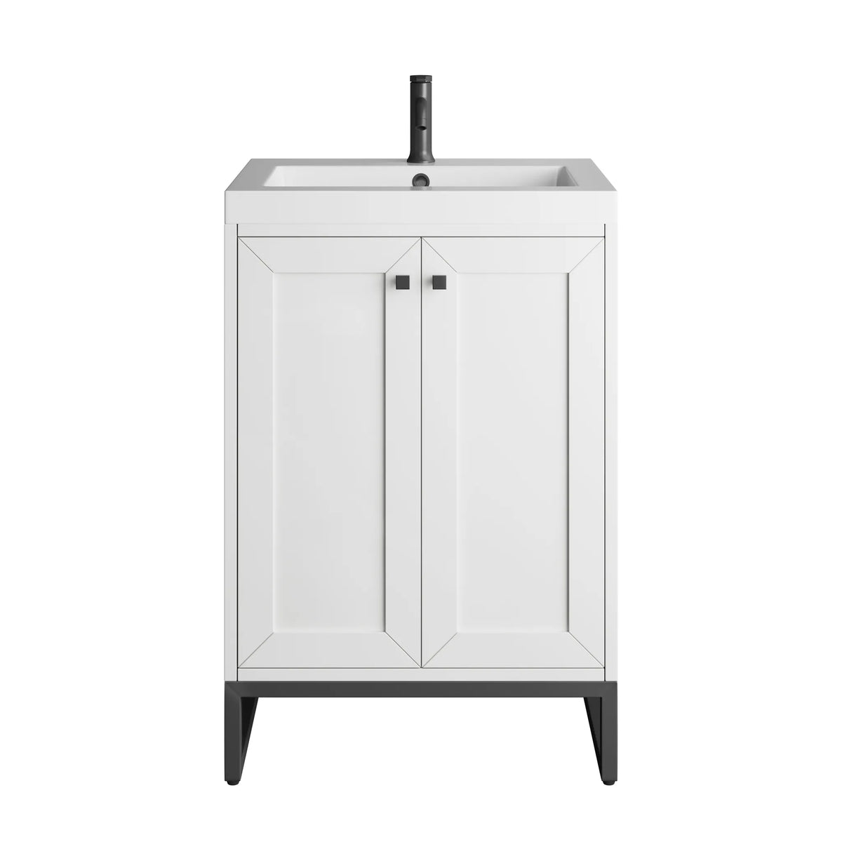 24" Chianti Single Cabinet in Glossy White in Matte Black-White Glossy image 1