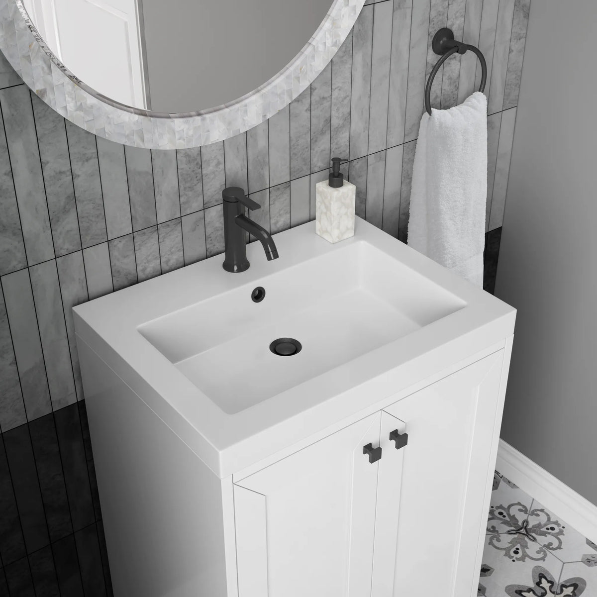 24" Chianti Single Cabinet in Glossy White in Matte Black-White Glossy image 14