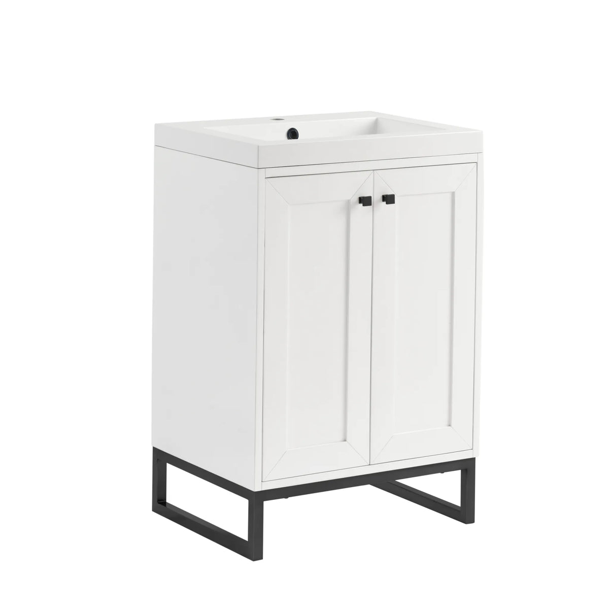 24" Chianti Single Cabinet in Glossy White in Matte Black-White Glossy image 19