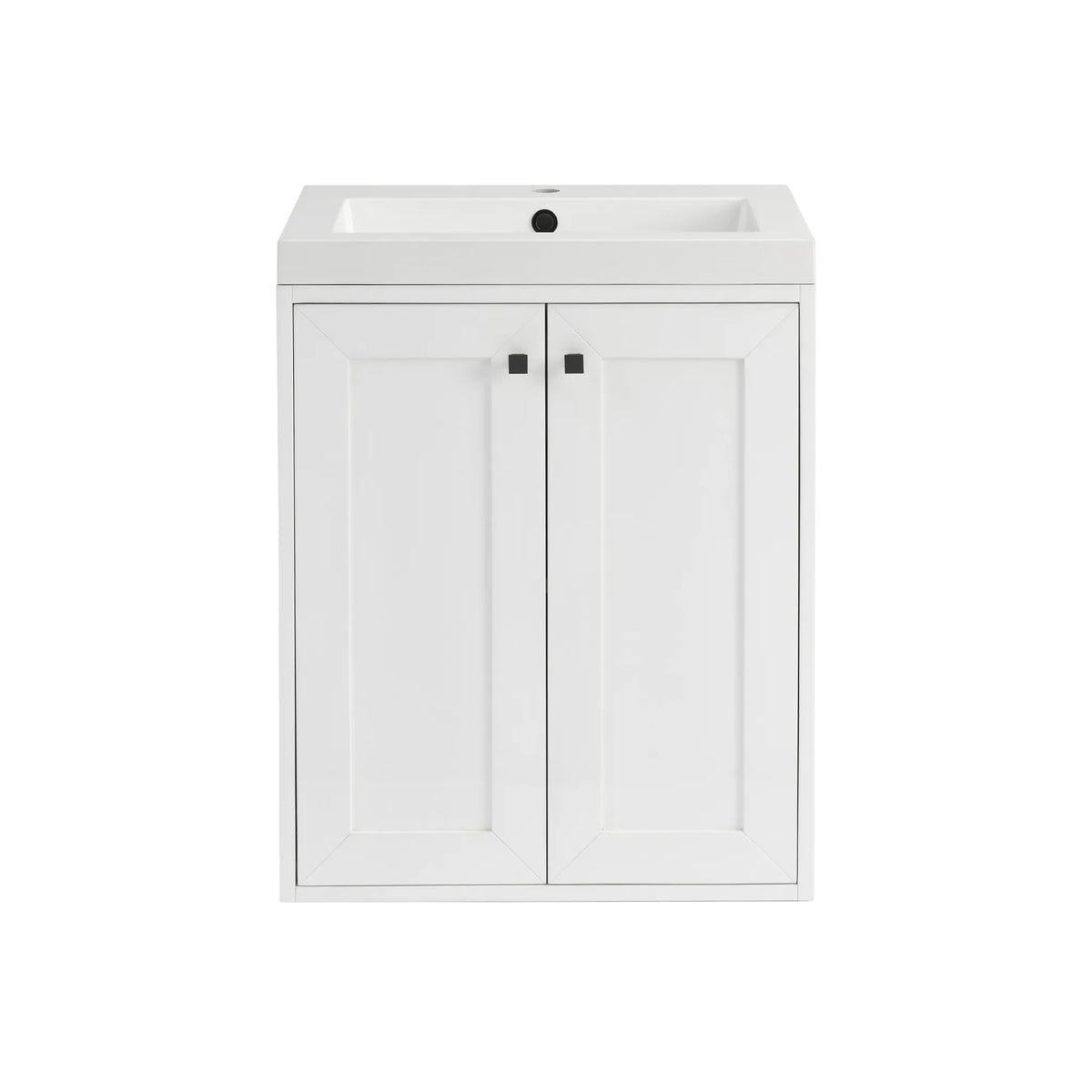 24" Chianti Single Cabinet in Glossy White in Matte Black-White Glossy image 3