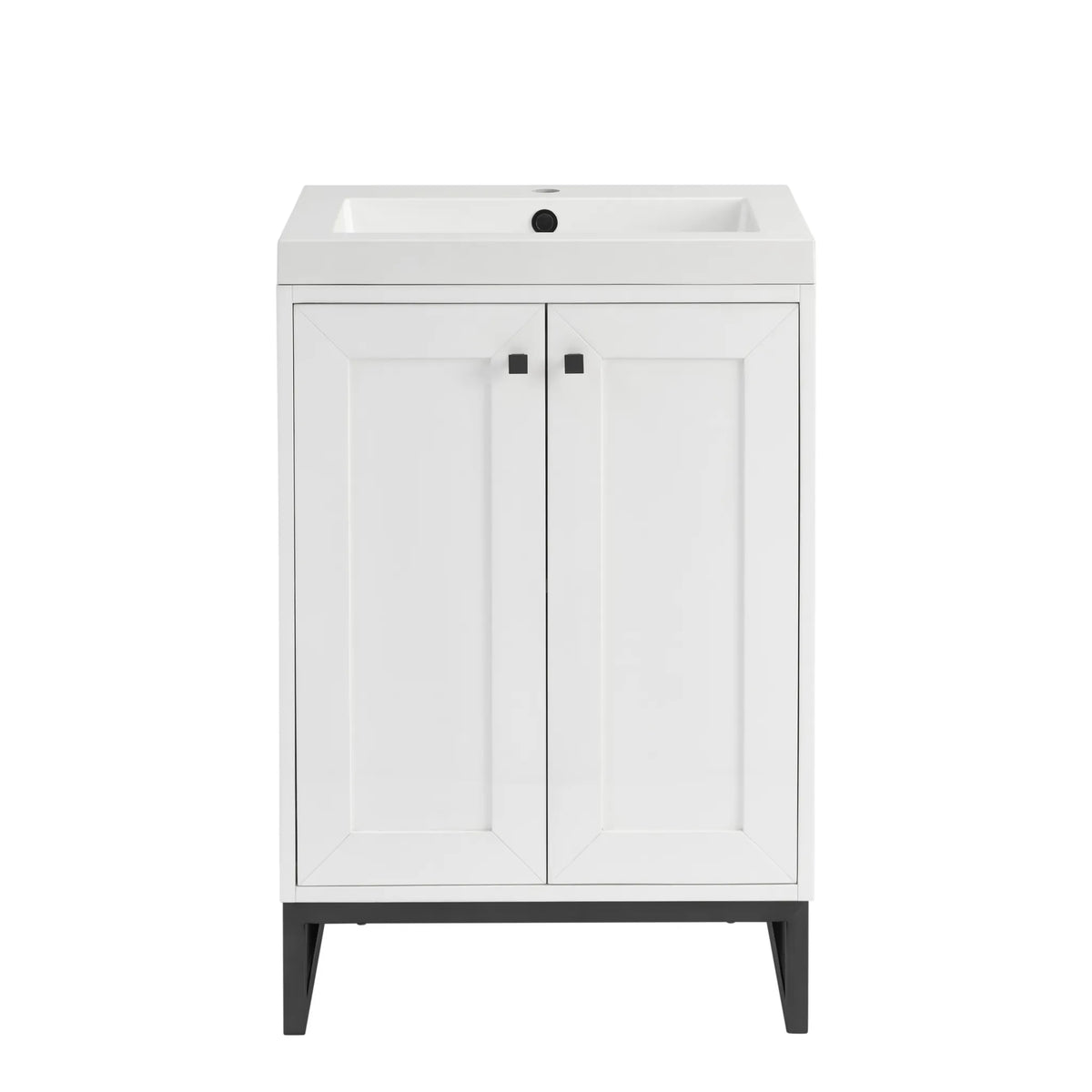 24" Chianti Single Cabinet in Glossy White in Matte Black-White Glossy image