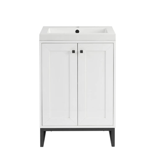 24" Chianti Single Cabinet in Glossy White in Matte Black by James Martin Vanities